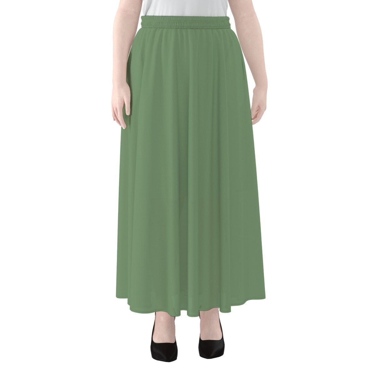 Yoycol 2XL / White Ecru Black Daisy Green - Women's Maxi Chiffon Skirts With Lining