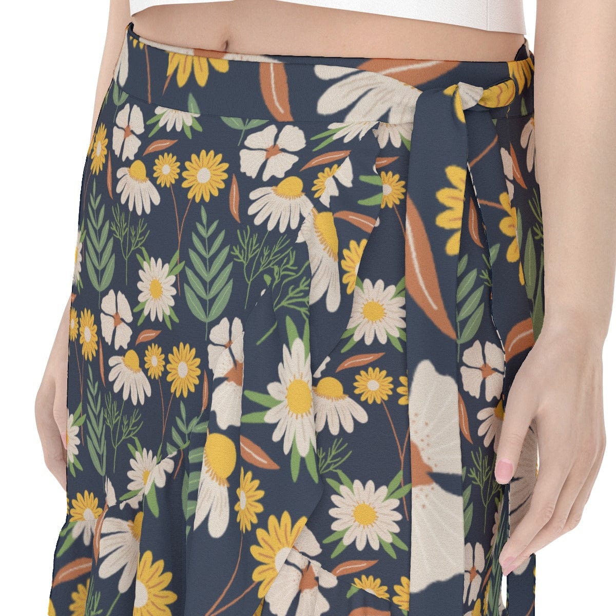 Yoycol Ecru Black Daisy - Women's Wrap Skirt