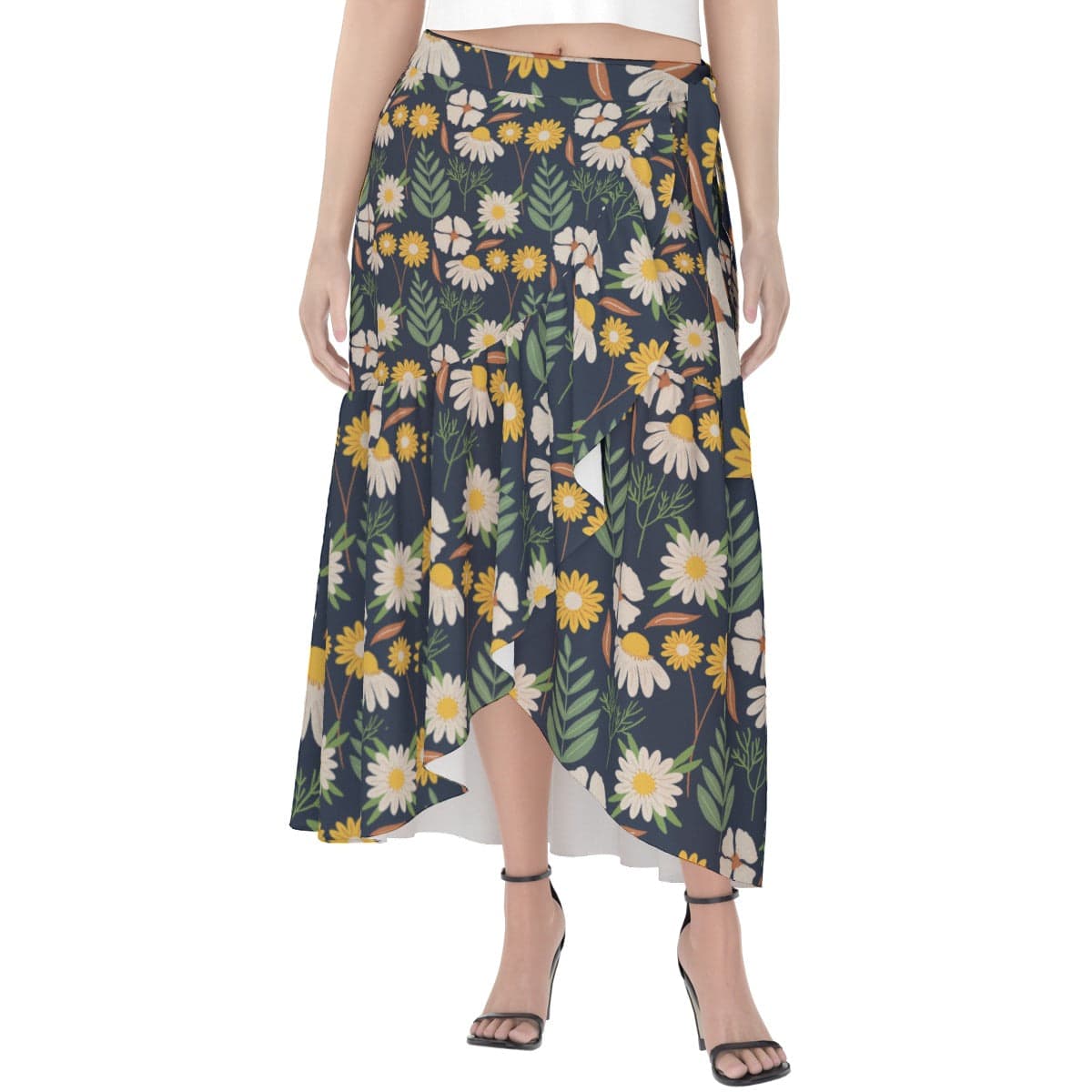 Yoycol Ecru Black Daisy - Women's Wrap Skirt