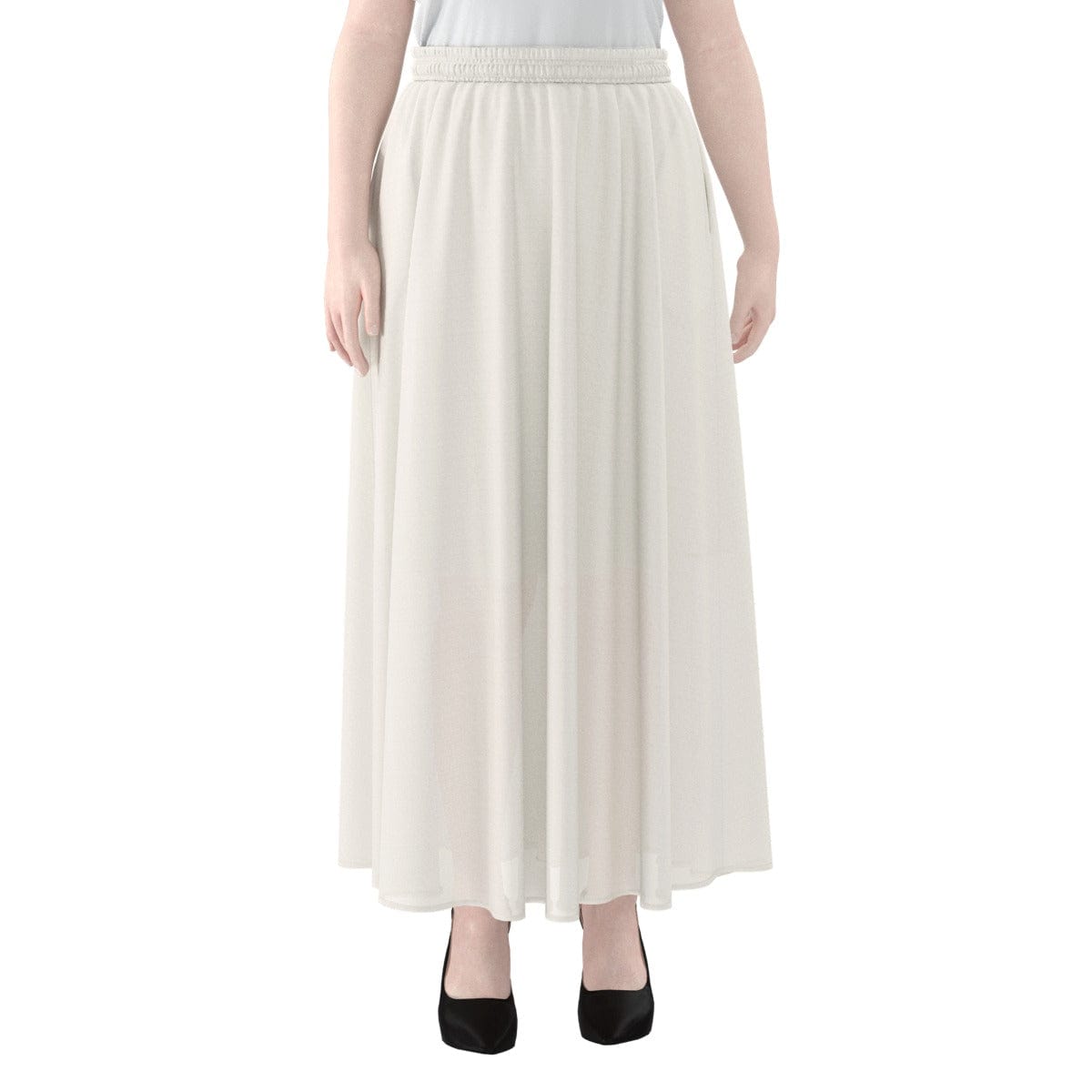 Yoycol 2XL / White Ecru Blue Cobalt - Women's Maxi Chiffon Skirts With Lining