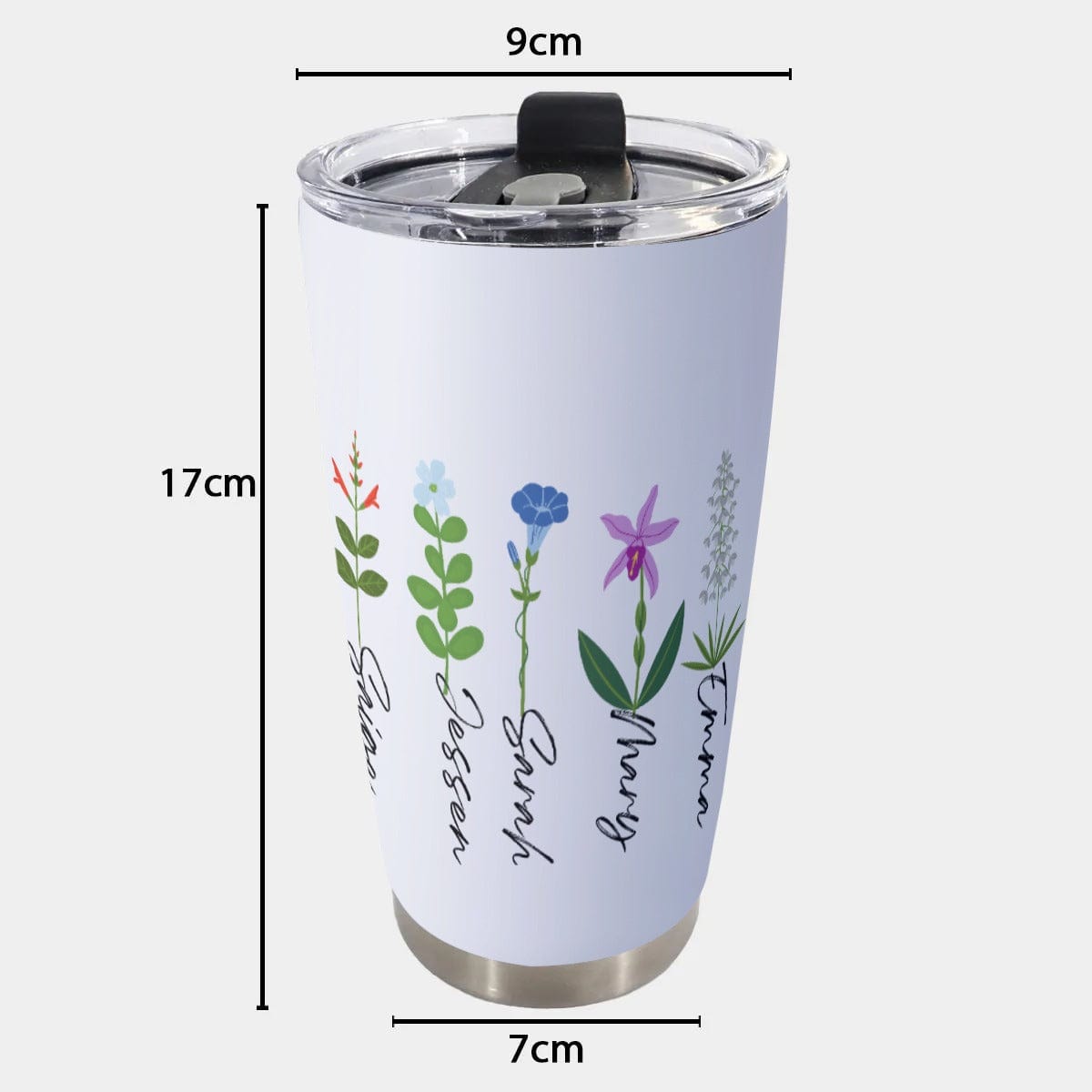 Yoycol 20OZ / White Grandma/Mother's Garden - Customize up to 10 names Tumbler 20oz
