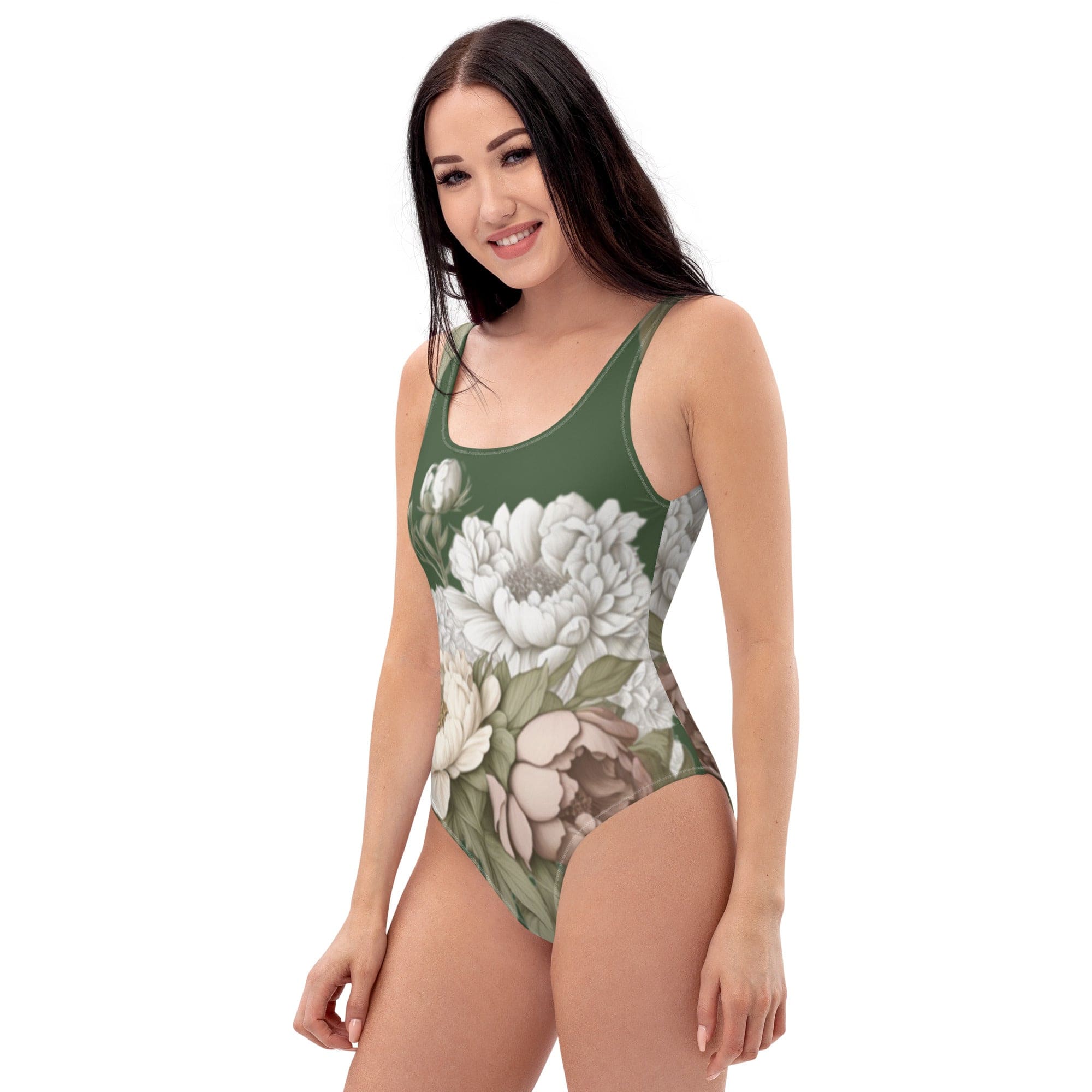 Spruced Roost Green Peony One-Piece Swimsuit