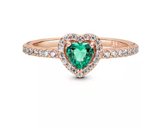May 925 Sterling Silver Green Heart Ring For Women