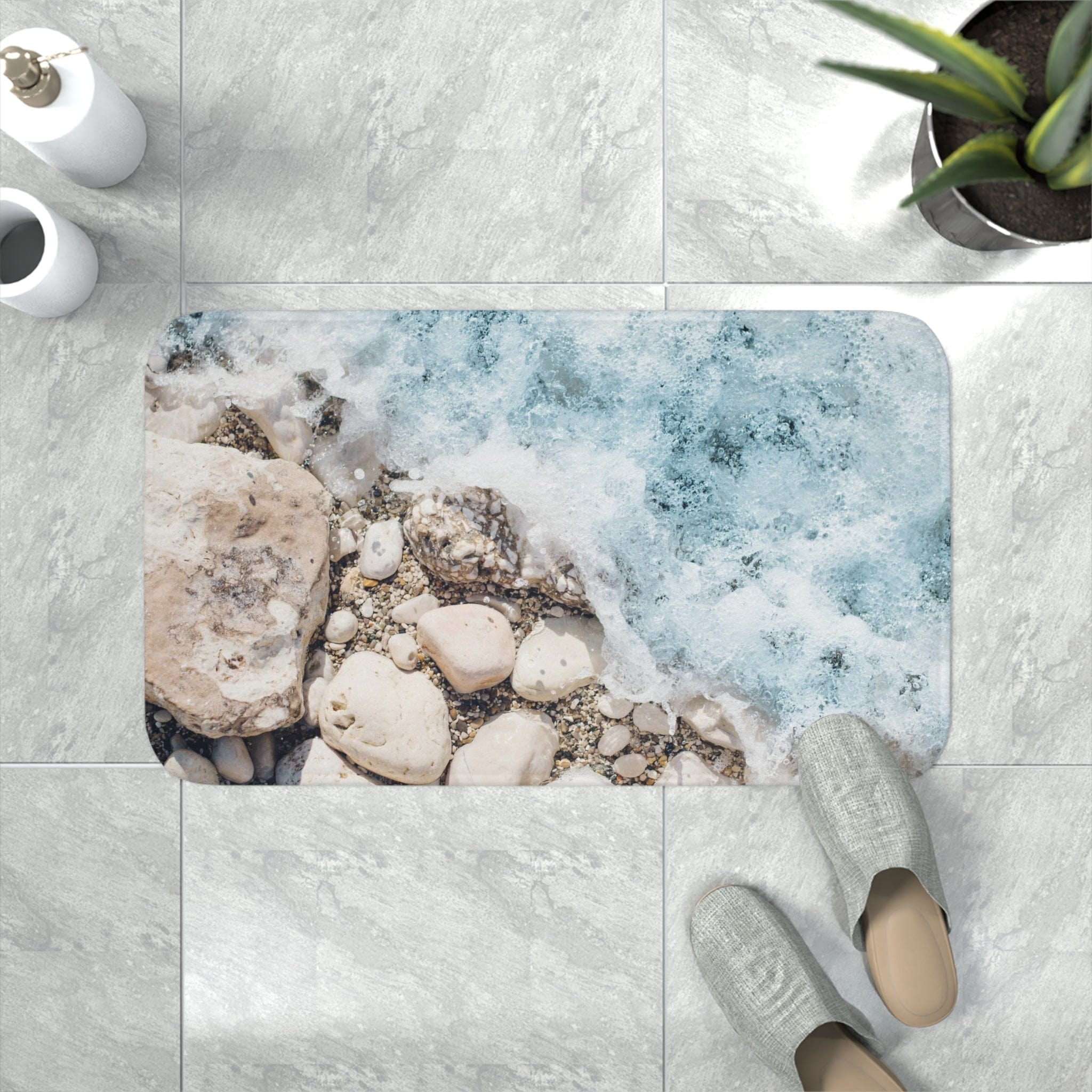 Printify Home Decor White / 30” x 18” Beach Playa Memory Foam Bath Mat