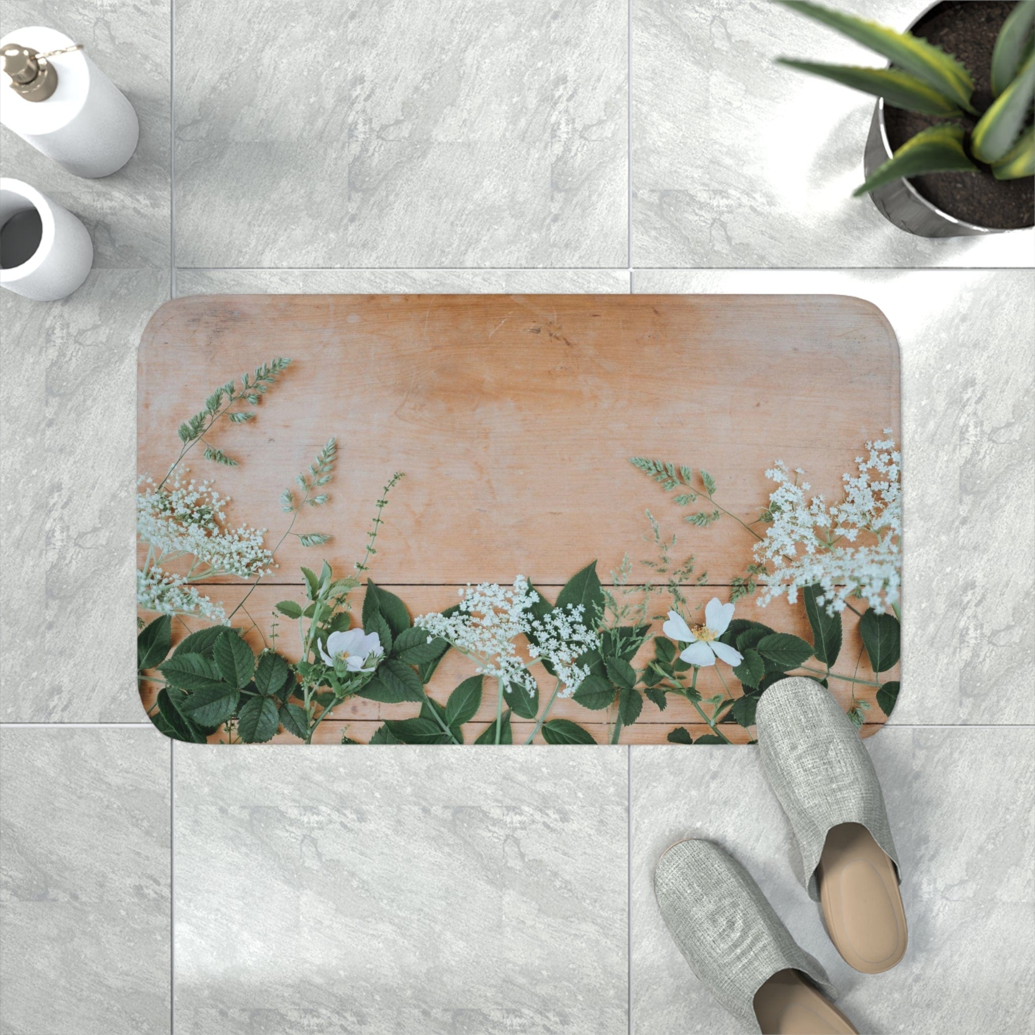 Printify Home Decor White / 30” x 18” Copy of Copy of White Crunchy Clean Gravel  - Memory Foam Bath Mat