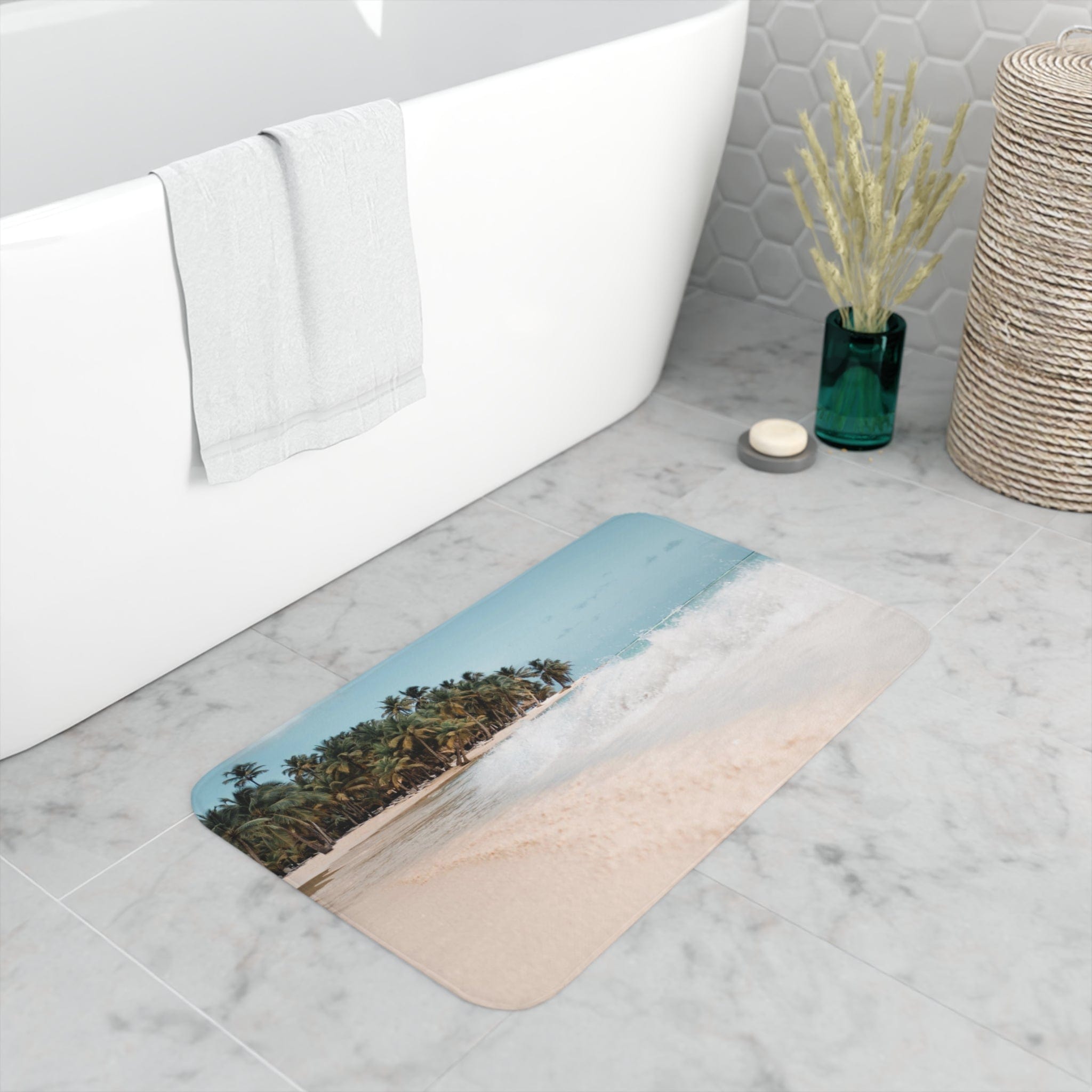 Printify Home Decor White / 30” x 18” Copy of White Crunchy Clean Gravel  - Memory Foam Bath Mat