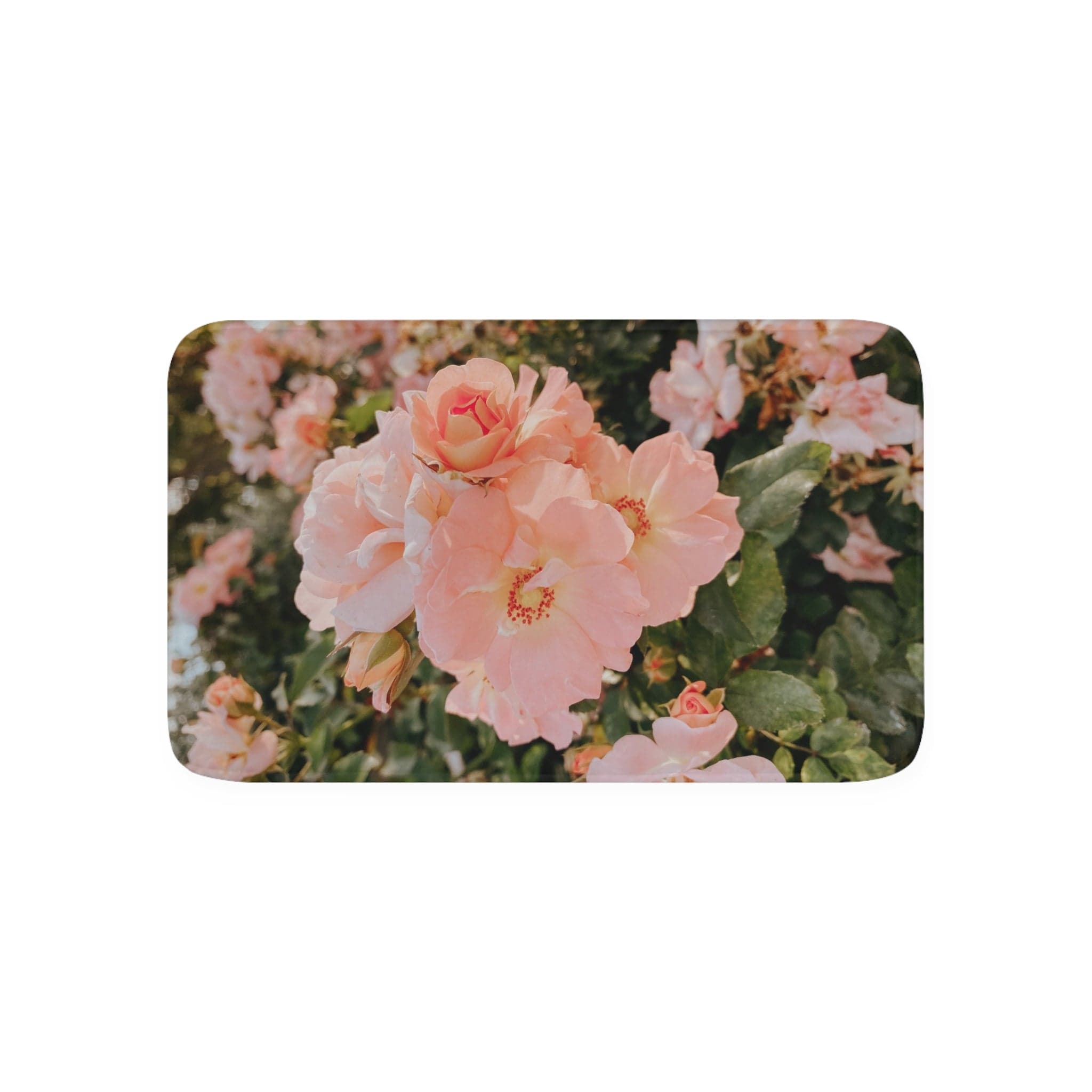 Printify Home Decor White / 30” x 18” Country Coral Roses - Memory Foam Bath Mat