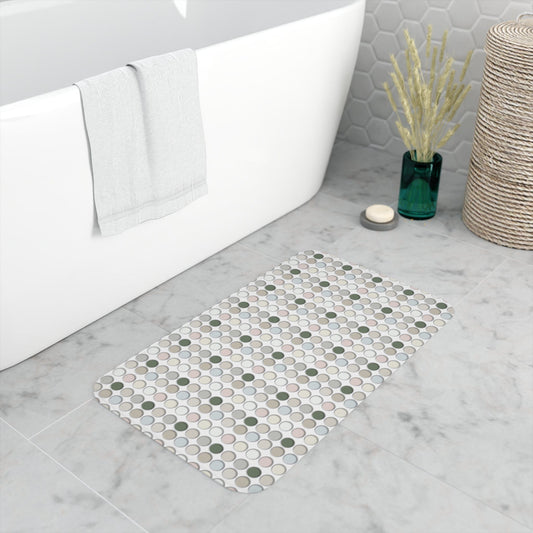 Printify Home Decor White / 30” x 18” Farmhouse Polka Dots - Memory Foam Bath Mat