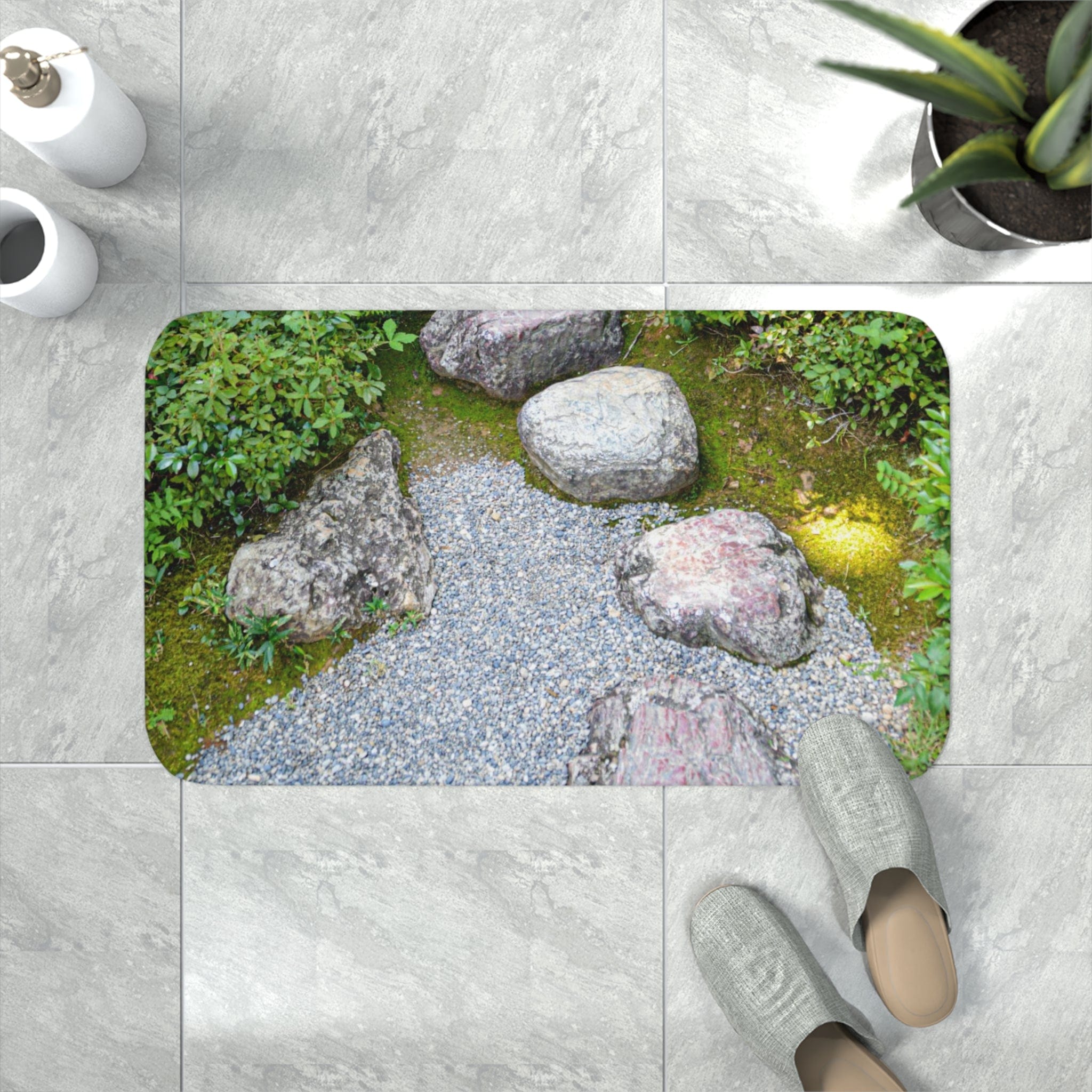 Printify Home Decor White / 30” x 18” Gravel Path Zen Memory Foam Bath Mat