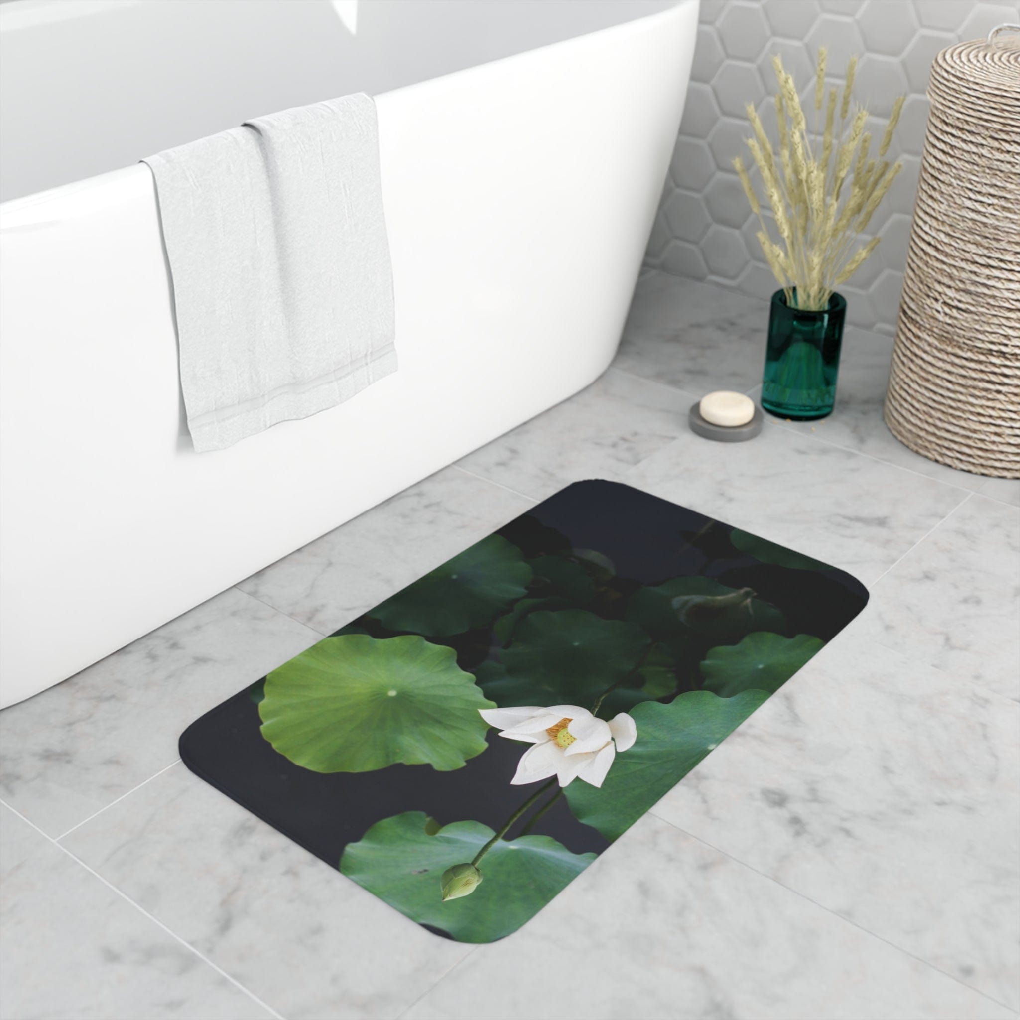 Printify Home Decor White / 30” x 18” Lily Pads - Memory Foam Bath Mat