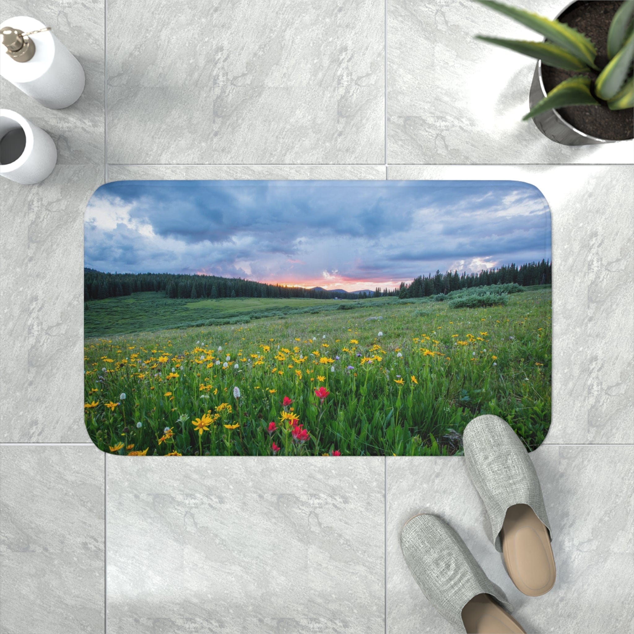 Printify Home Decor White / 30” x 18” Mt. Wildflowers - Memory Foam Bath Mat