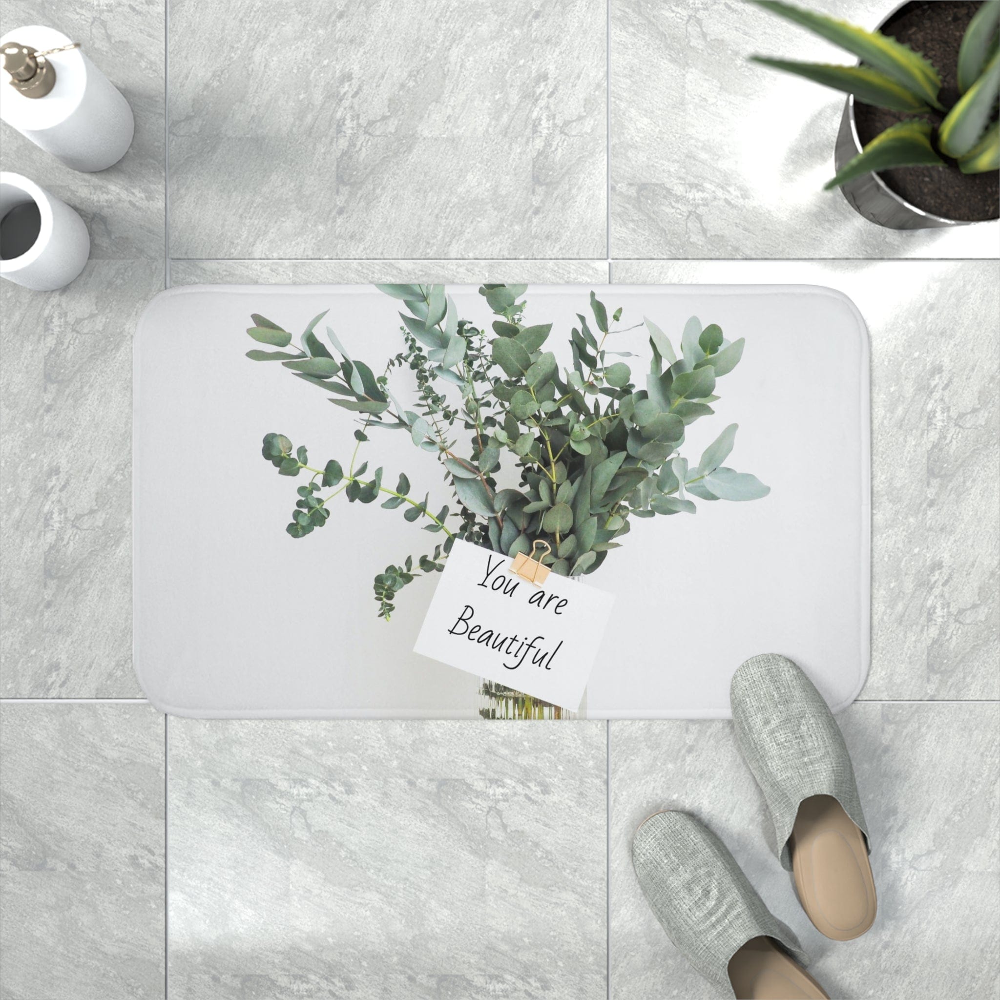 Printify Home Decor White / 30” x 18” You are Beautiful - Memory Foam Bath Mat
