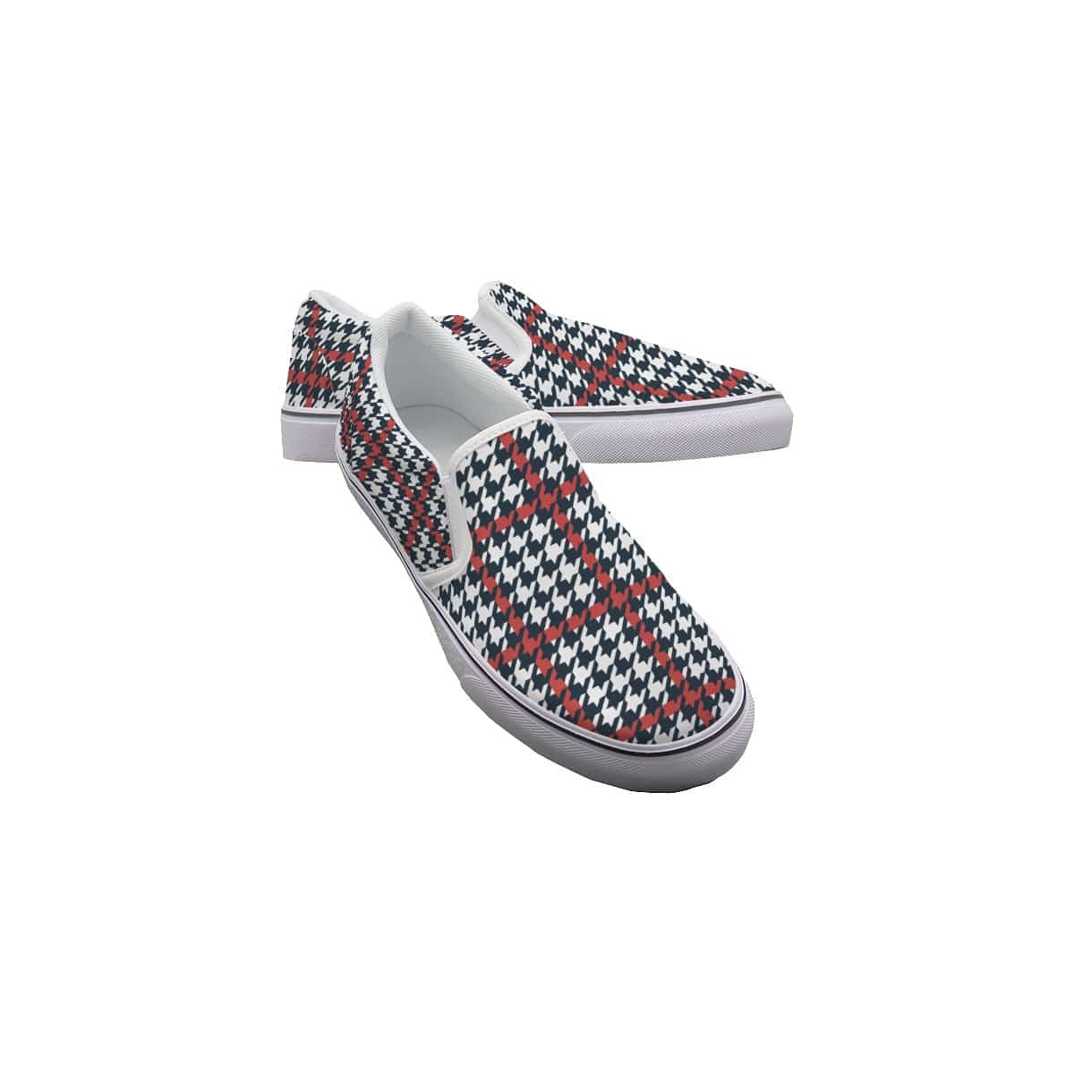 Yoycol White / US6(EUR36) Houndstooth Rojo Stripes- Women's Slip On Sneakers