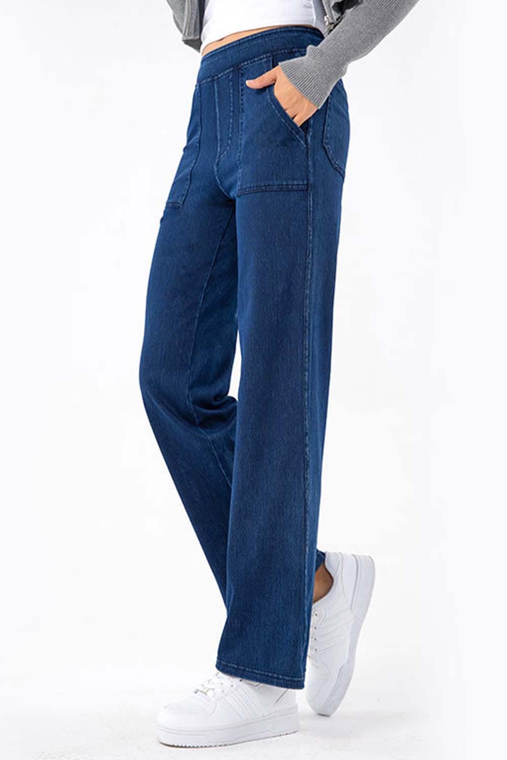 Trendsi Jeans Dark / S Pocketed Long Jeans