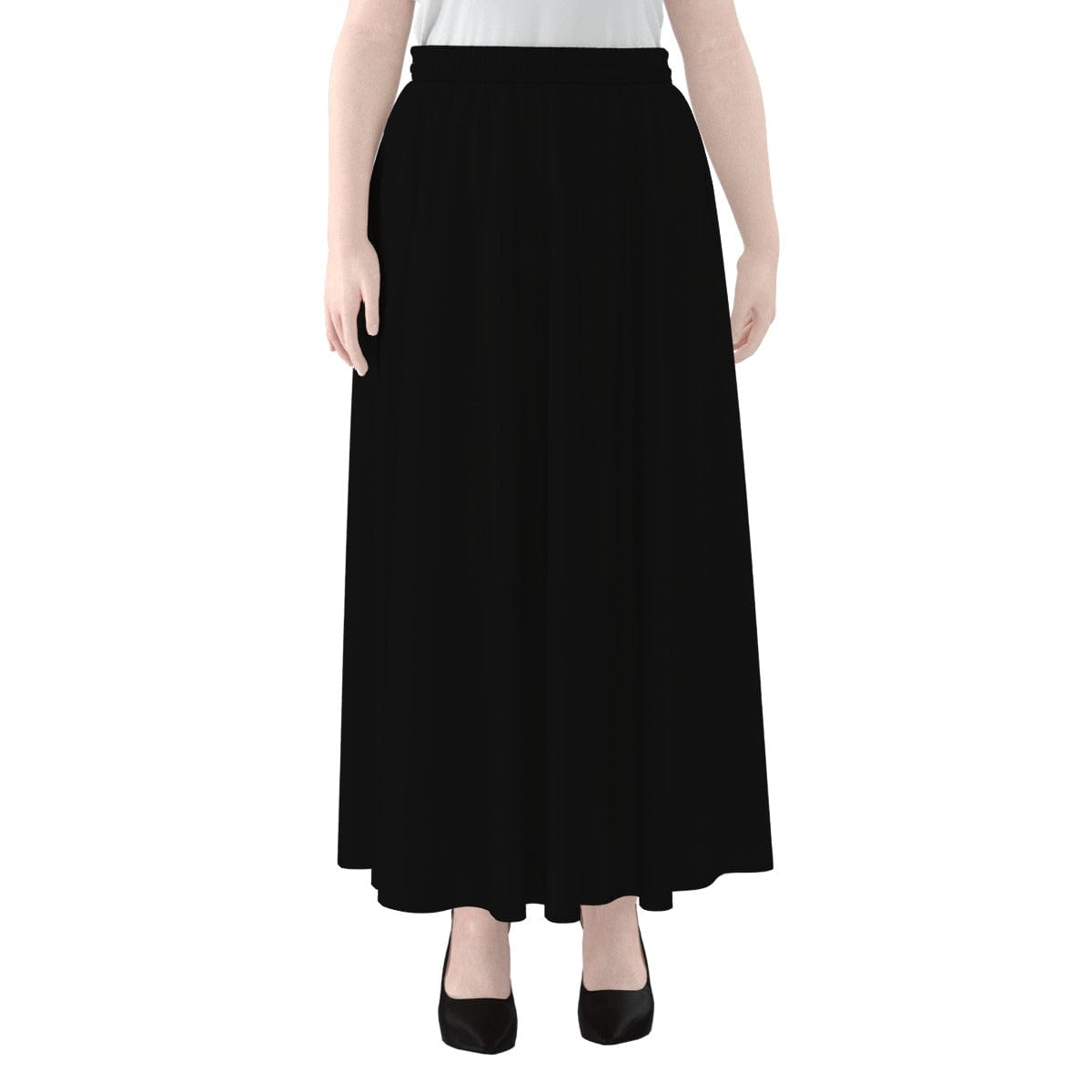 Yoycol 2XL / White Jet Black - Women's Maxi Chiffon Skirts With Lining