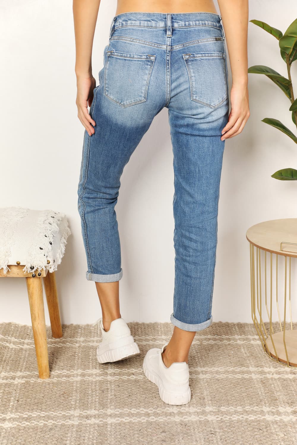 Trendsi Kancan Full Size Mid Rise Slim Boyfriend Jeans