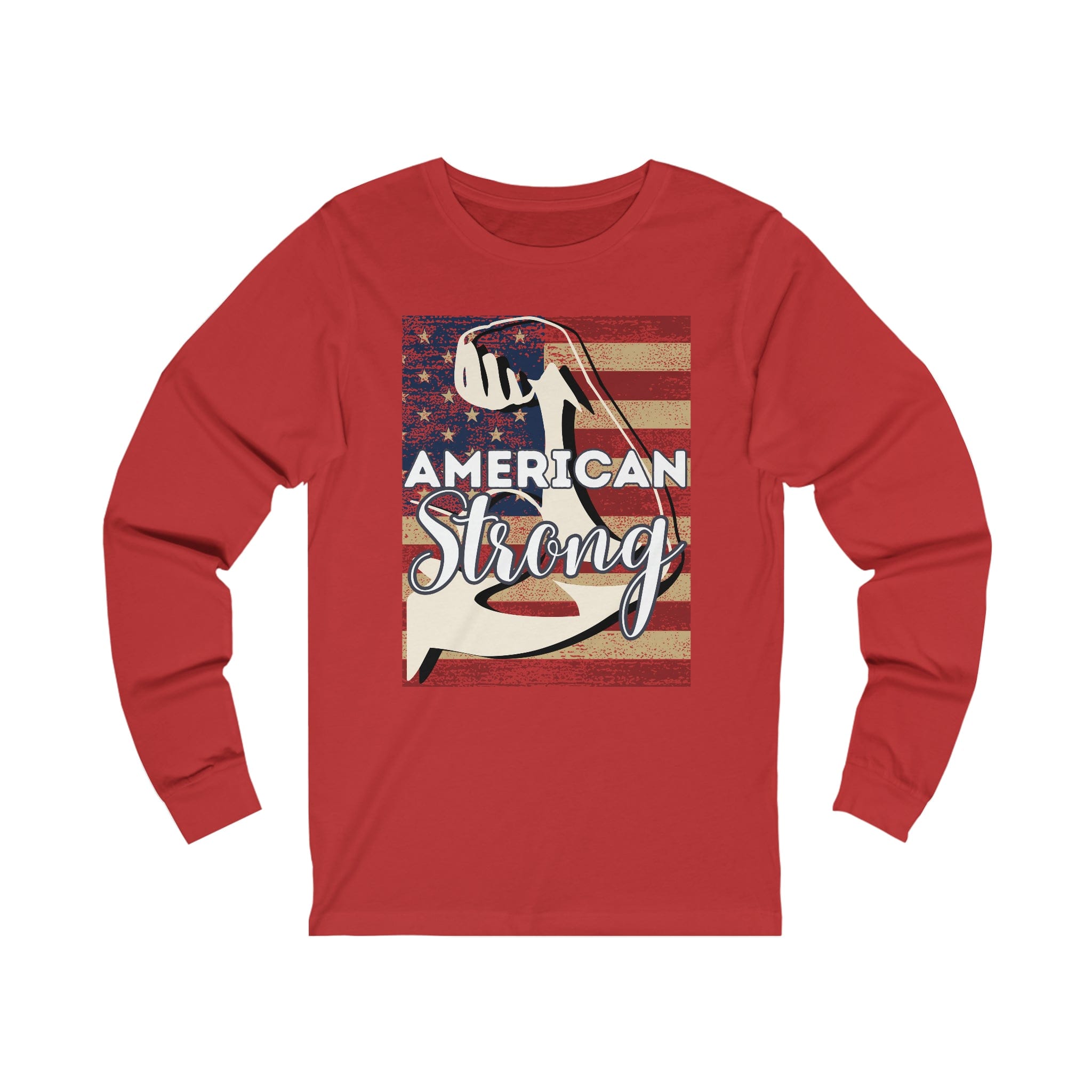 Printify Long-sleeve XS / Red American Strong - Unisex Jersey Long Sleeve Tee