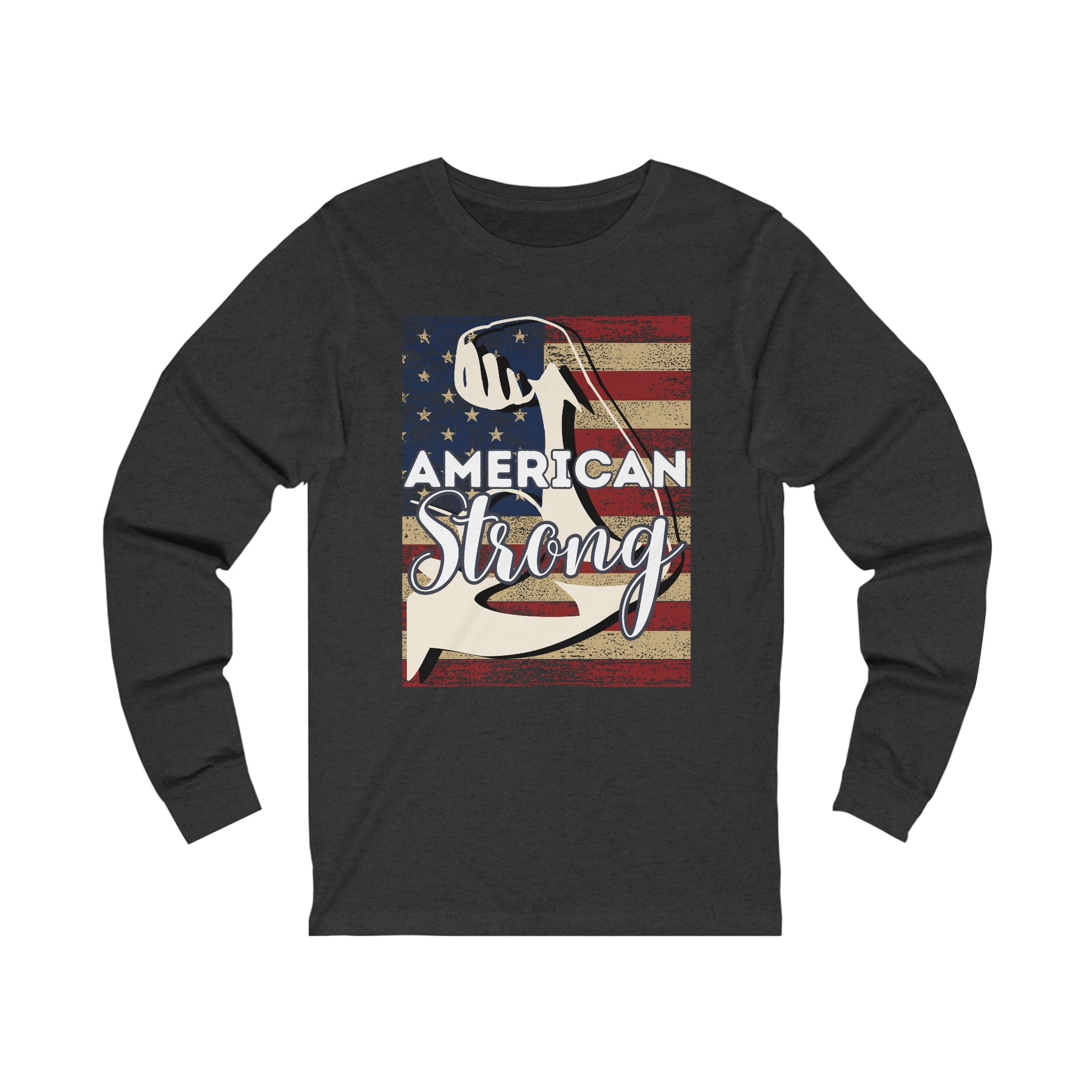 Printify Long-sleeve XS / Dark Grey Heather American Strong - Unisex Jersey Long Sleeve Tee