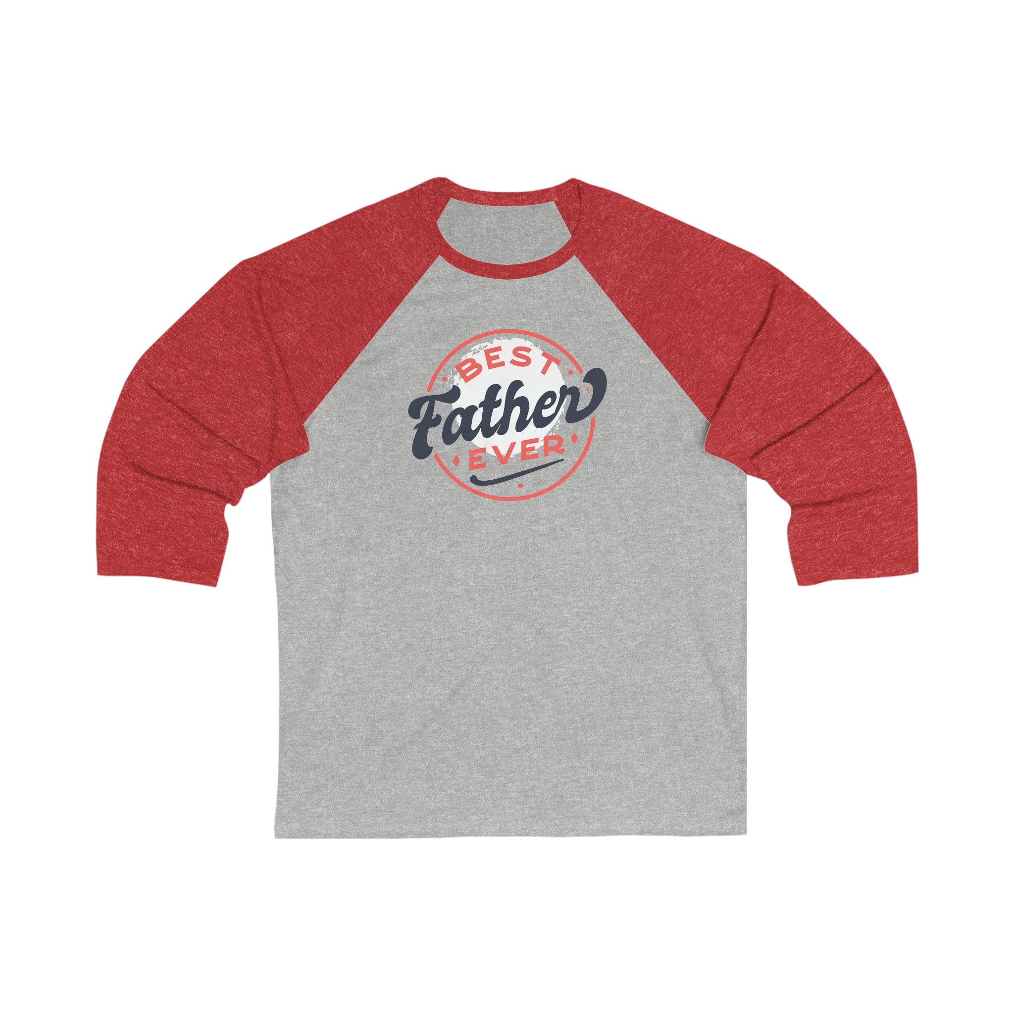 Printify Long-sleeve Grey/ Red / XS Best Father Ever  - Unisex 3\4 Sleeve Baseball Tee
