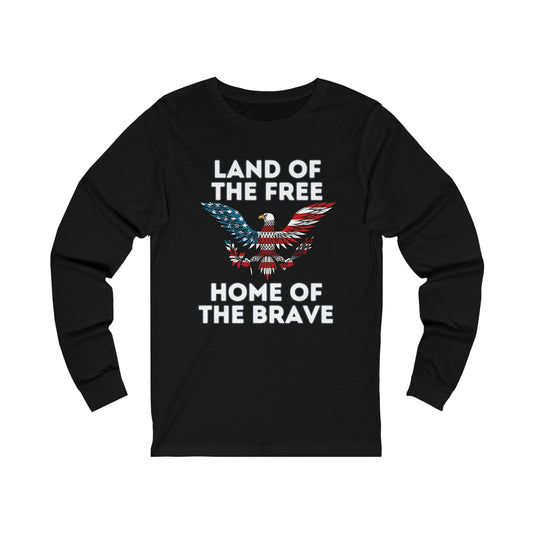 Printify Long-sleeve XS / Black Land of the Free, Home of the Brave - Unisex Jersey Long Sleeve Tee