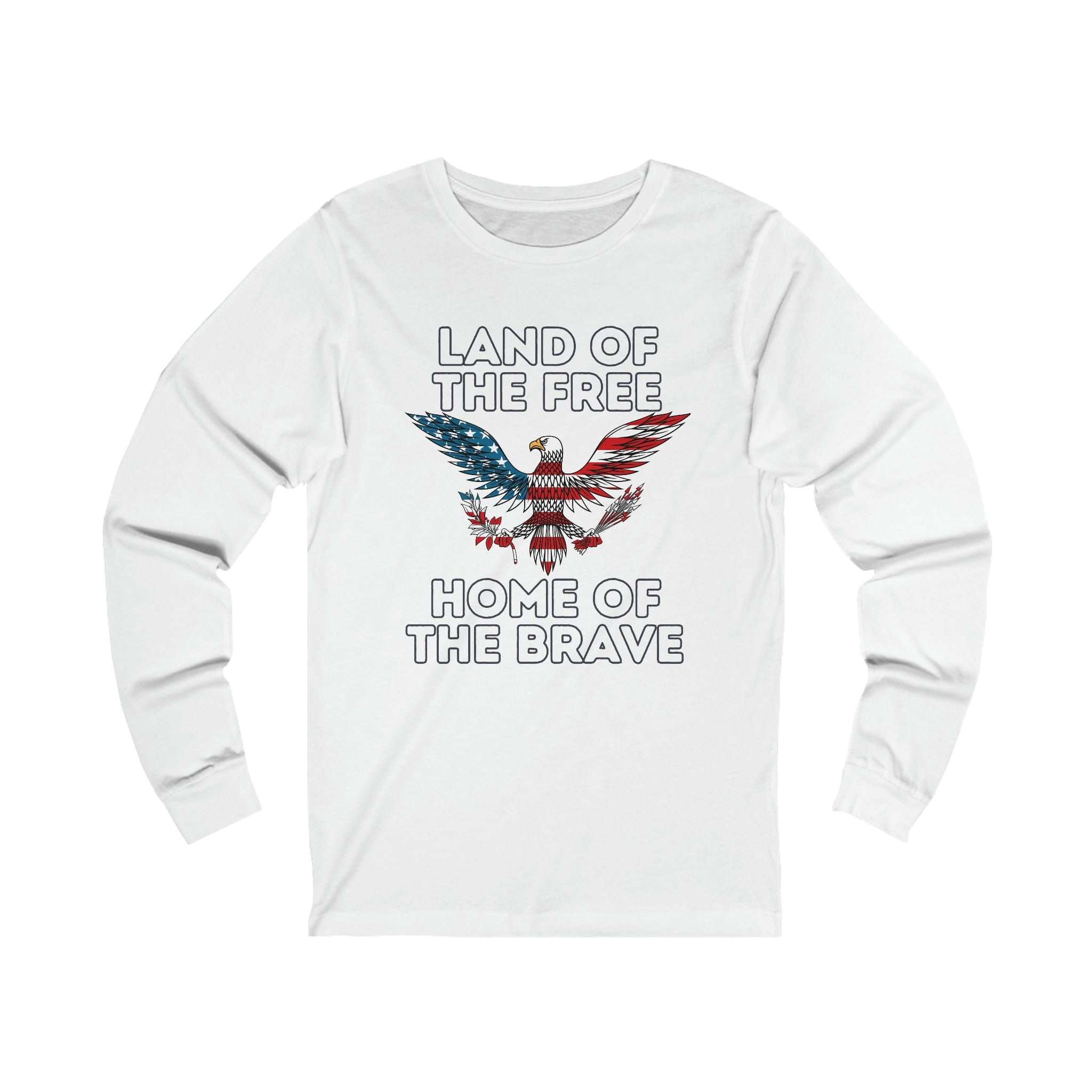 Printify Long-sleeve XS / White Land of the Free, Home of the Brave - Unisex Jersey Long Sleeve Tee