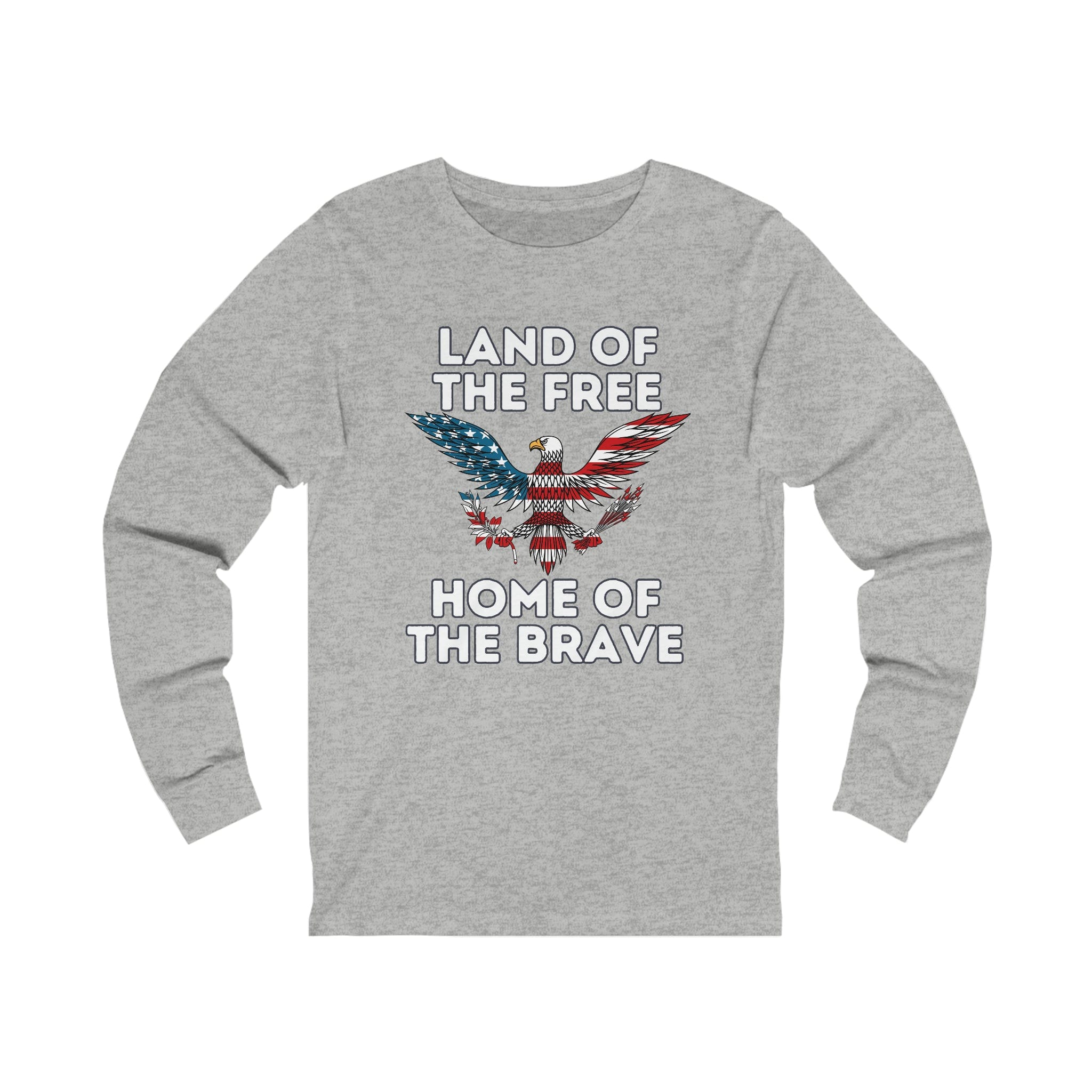 Printify Long-sleeve XS / Athletic Heather Land of the Free, Home of the Brave - Unisex Jersey Long Sleeve Tee