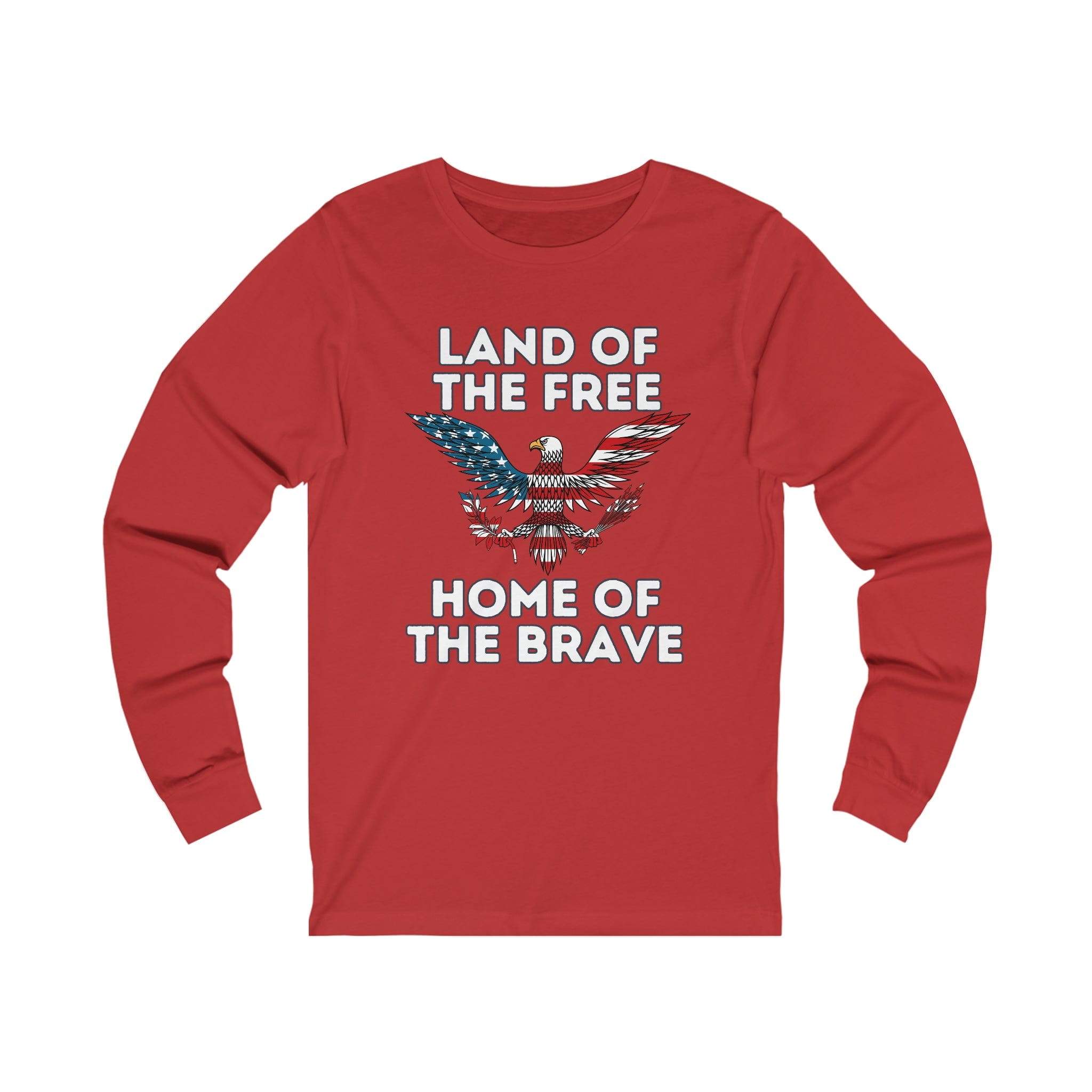 Printify Long-sleeve XS / Red Land of the Free, Home of the Brave - Unisex Jersey Long Sleeve Tee