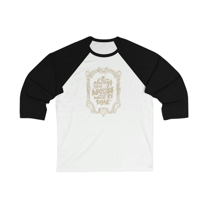 Printify Long-sleeve White/Black / XS Nothing impossible Cream - Unisex 3\4 Sleeve Baseball Tee