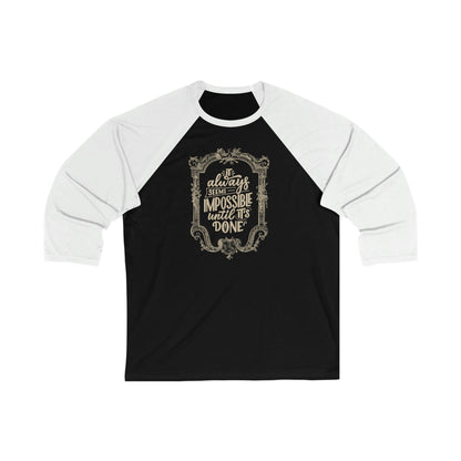 Printify Long-sleeve Black/ White / XS Nothing impossible Cream - Unisex 3\4 Sleeve Baseball Tee