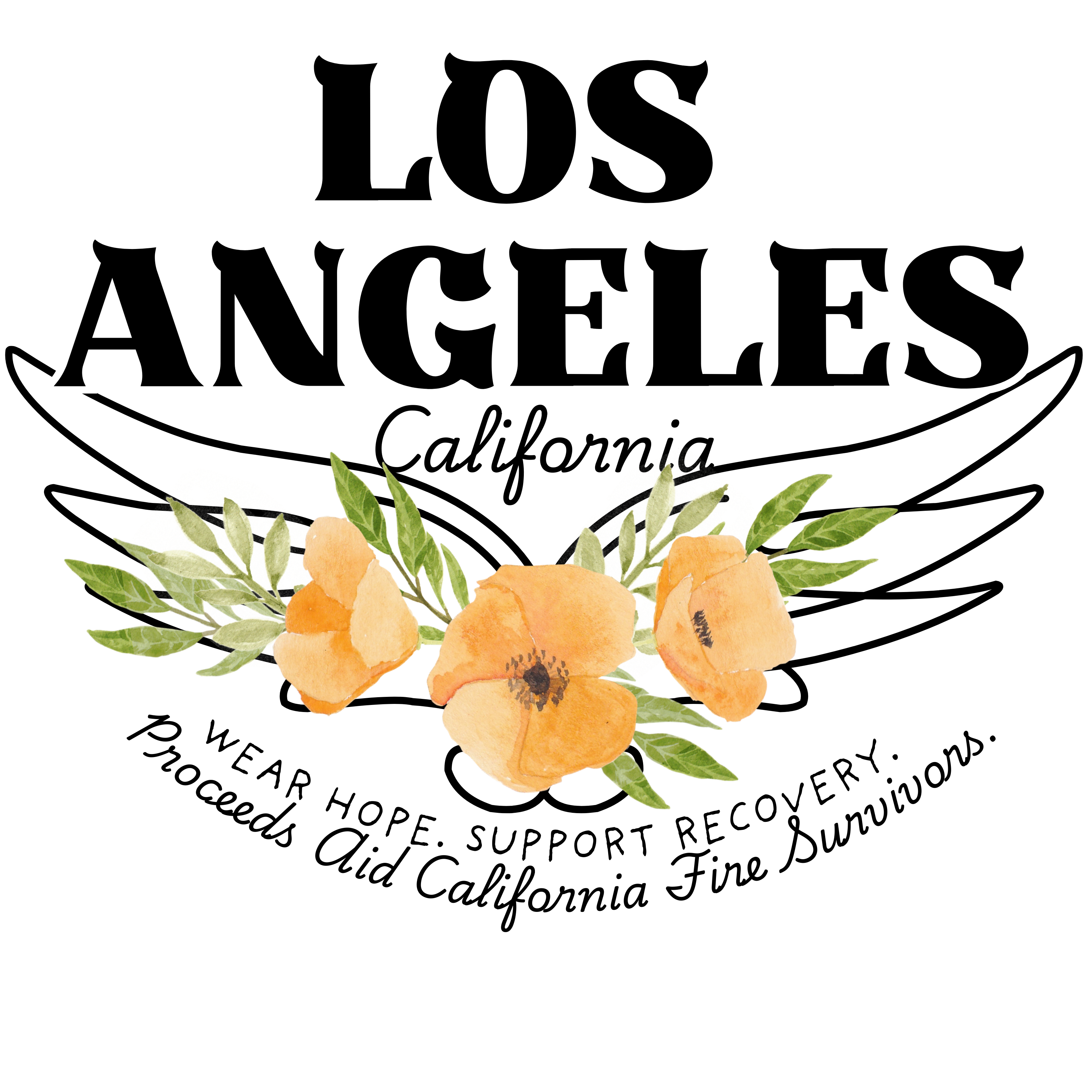 Fundraiser:  Los Angeles Unisex Lightweight Crewneck Sweatshirt - California Floral Design