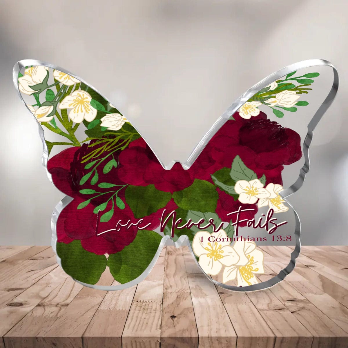 Yoycol 2XL / White Love Never Fails - Butterfly Shaped Acrylic Desktop Ornament