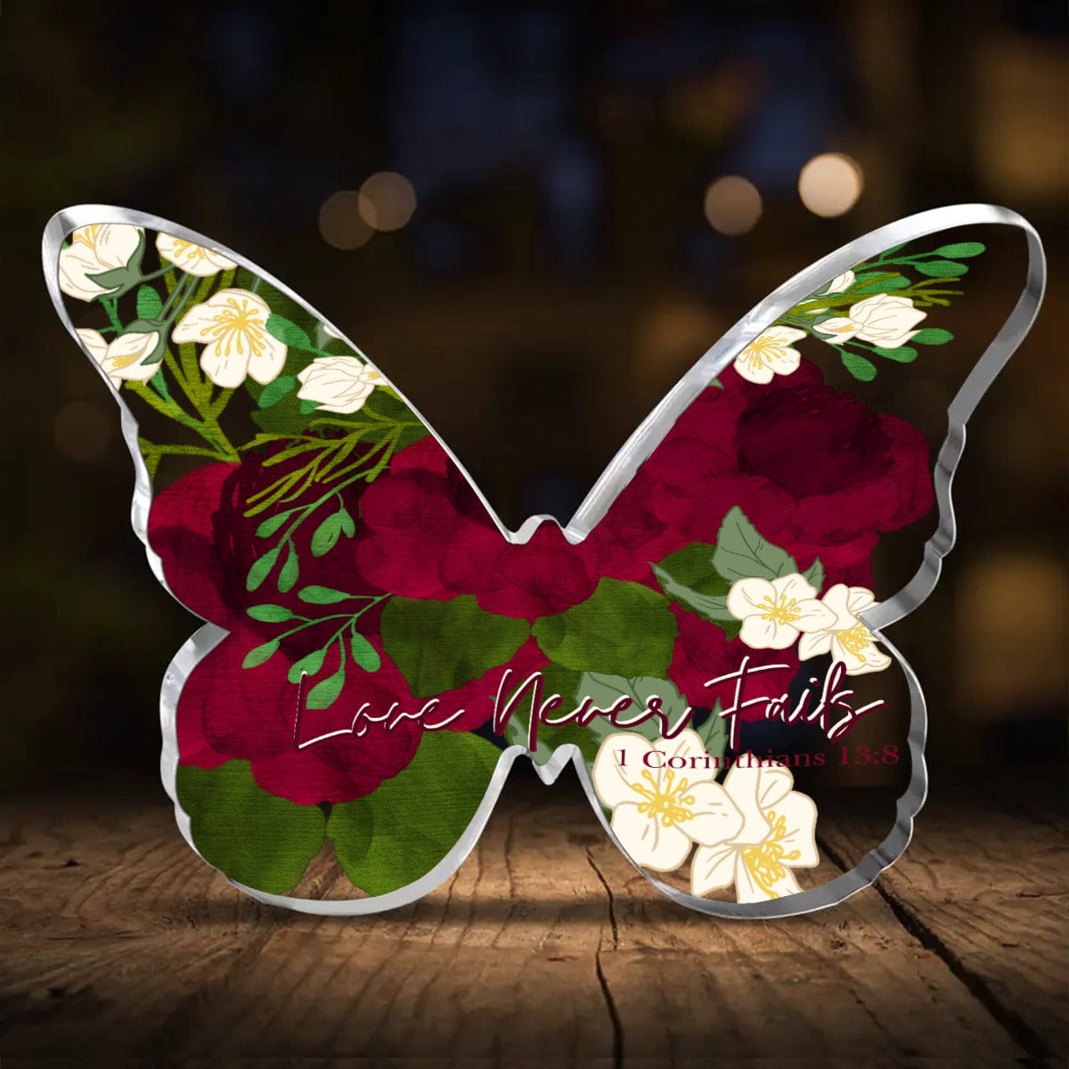 Yoycol Love Never Fails - Butterfly Shaped Acrylic Desktop Ornament