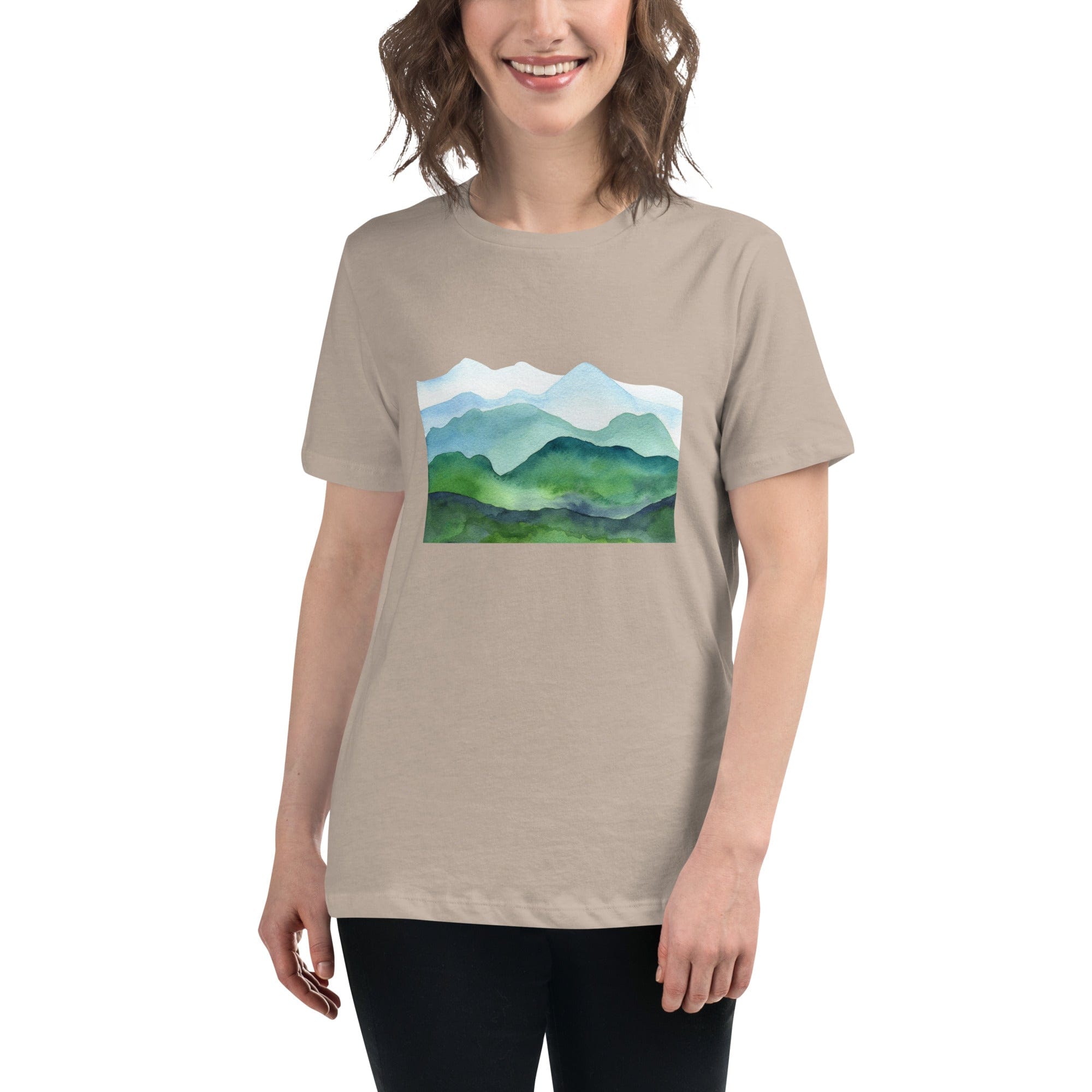 Spruced Roost Heather Stone / S Mountain Layers Womens Relaxed T-Shirt - S-3XL