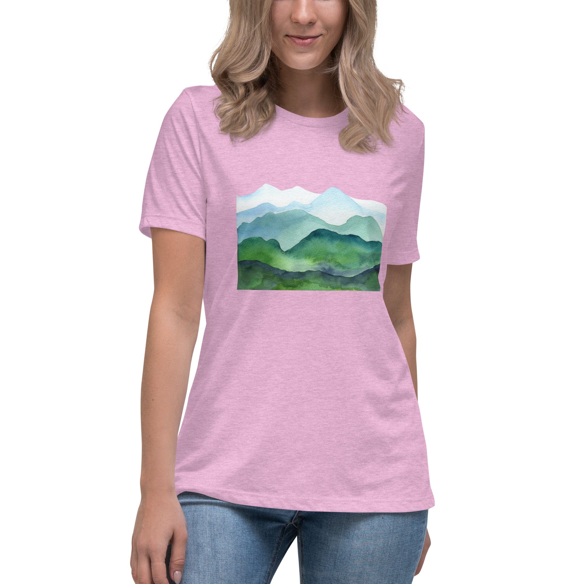 Spruced Roost Heather Prism Lilac / S Mountain Layers Womens Relaxed T-Shirt - S-3XL