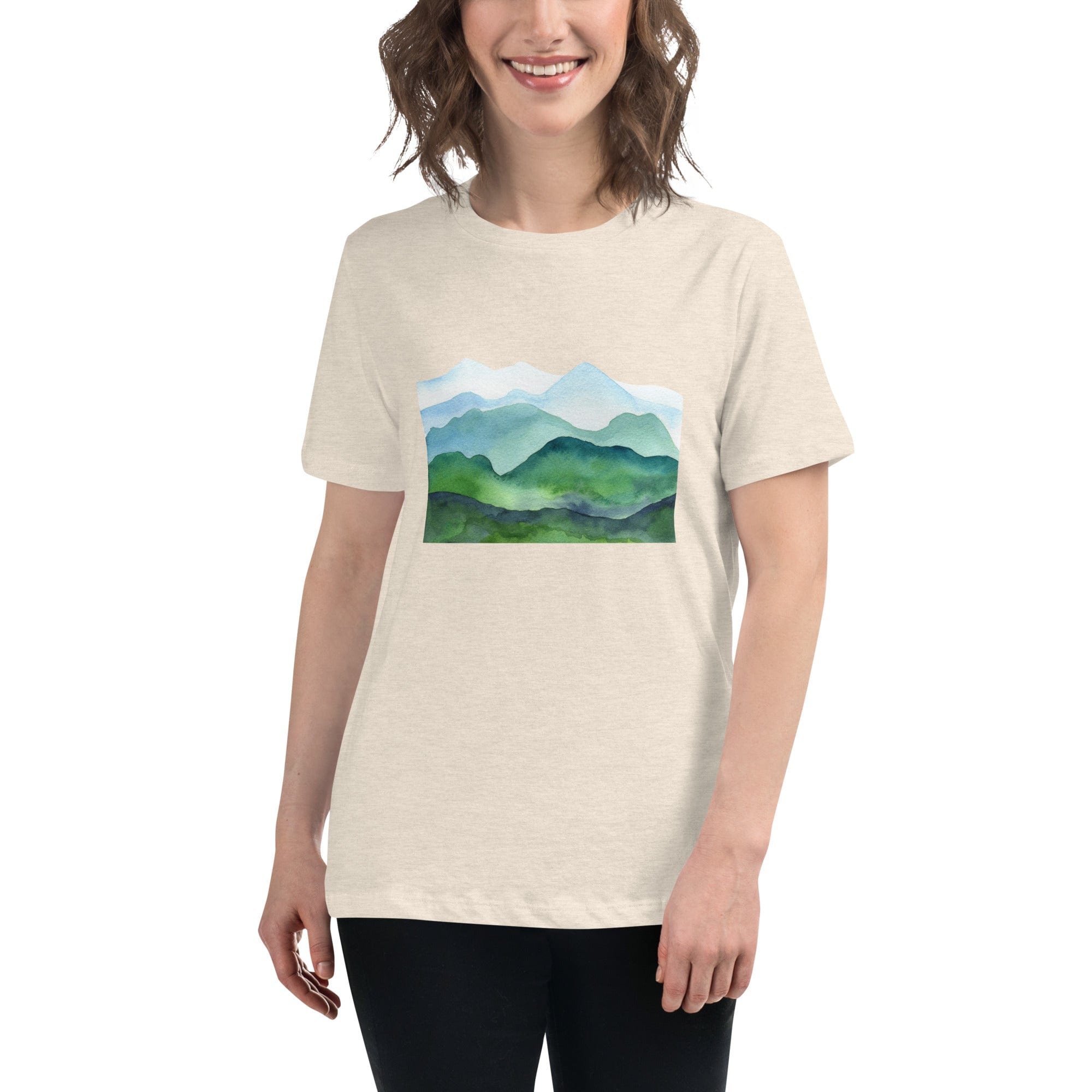 Spruced Roost Heather Prism Natural / S Mountain Layers Womens Relaxed T-Shirt - S-3XL