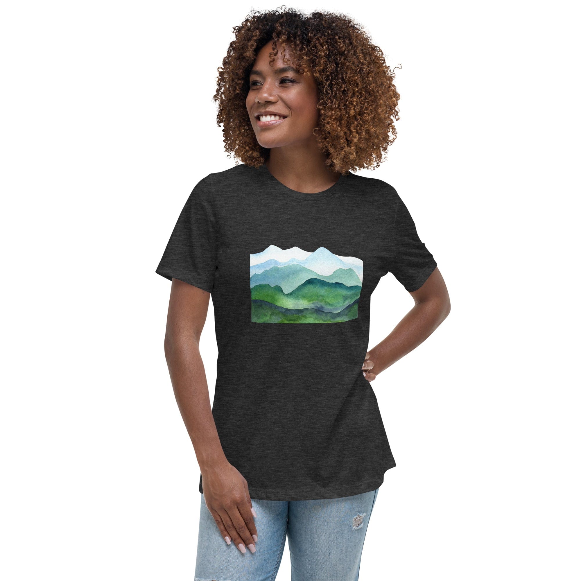 Spruced Roost Dark Grey Heather / S Mountain Layers Womens Relaxed T-Shirt - S-3XL