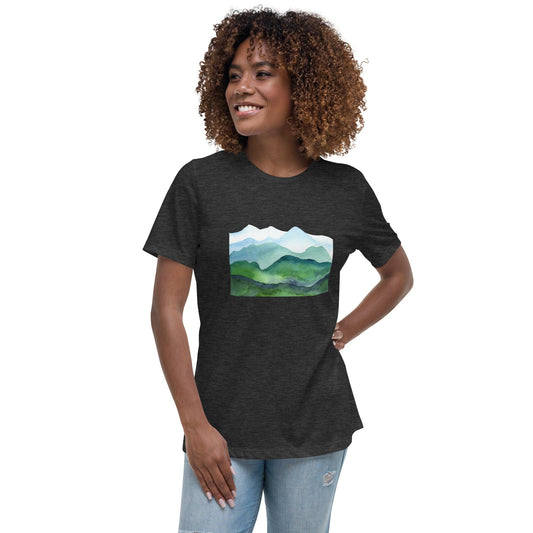 Spruced Roost Dark Grey Heather / S Mountain Layers Womens Relaxed T-Shirt - S-3XL