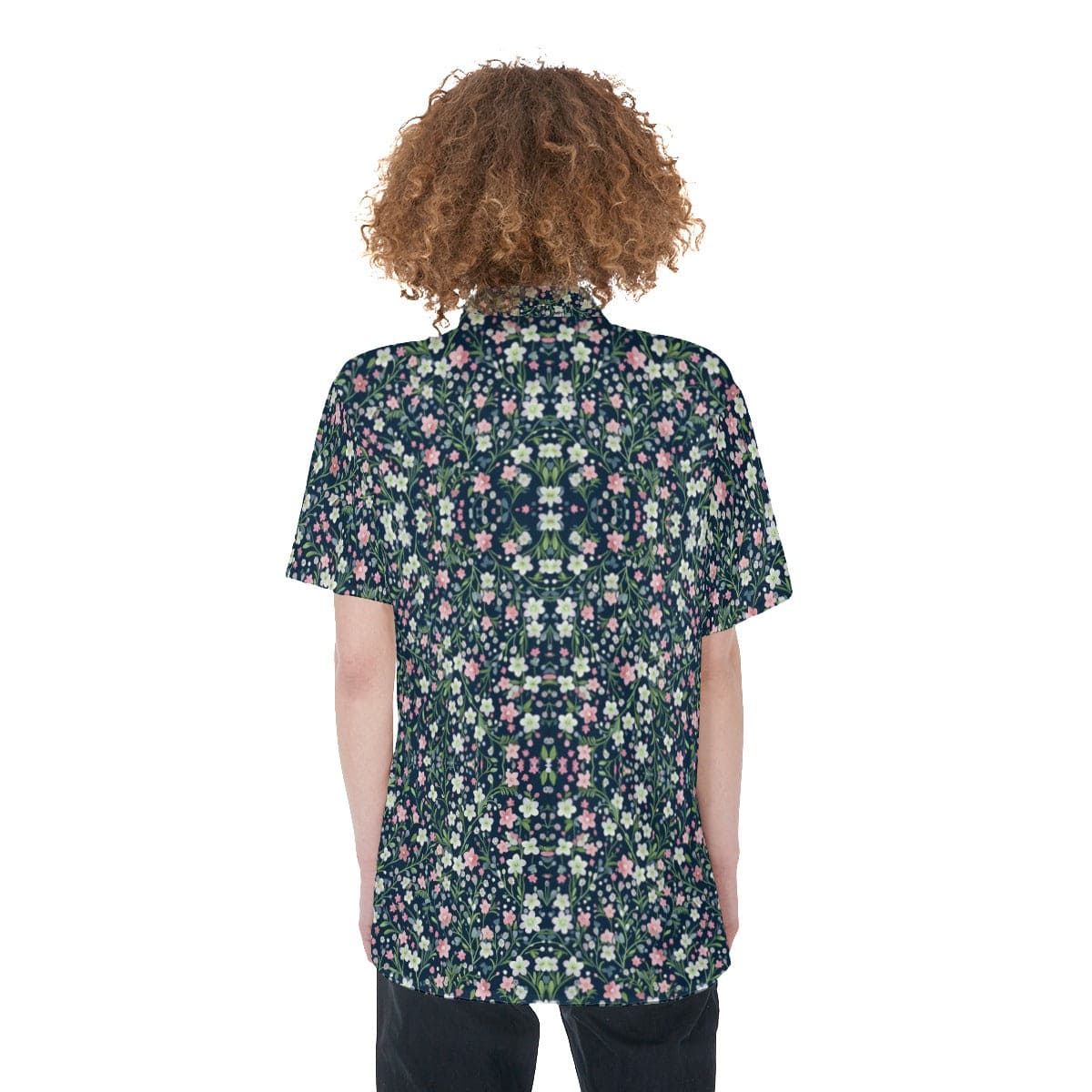 Yoycol Navy Floral Hue - Women's Short Sleeve Shirt With Pocket