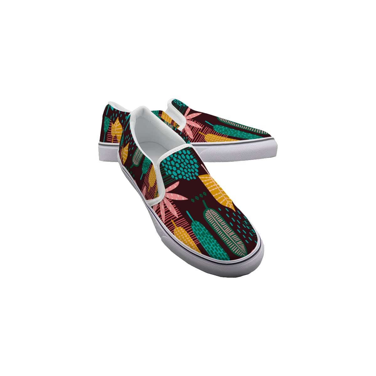 Yoycol White / US6(EUR36) Paintbox Palms - Women's Slip On Sneakers