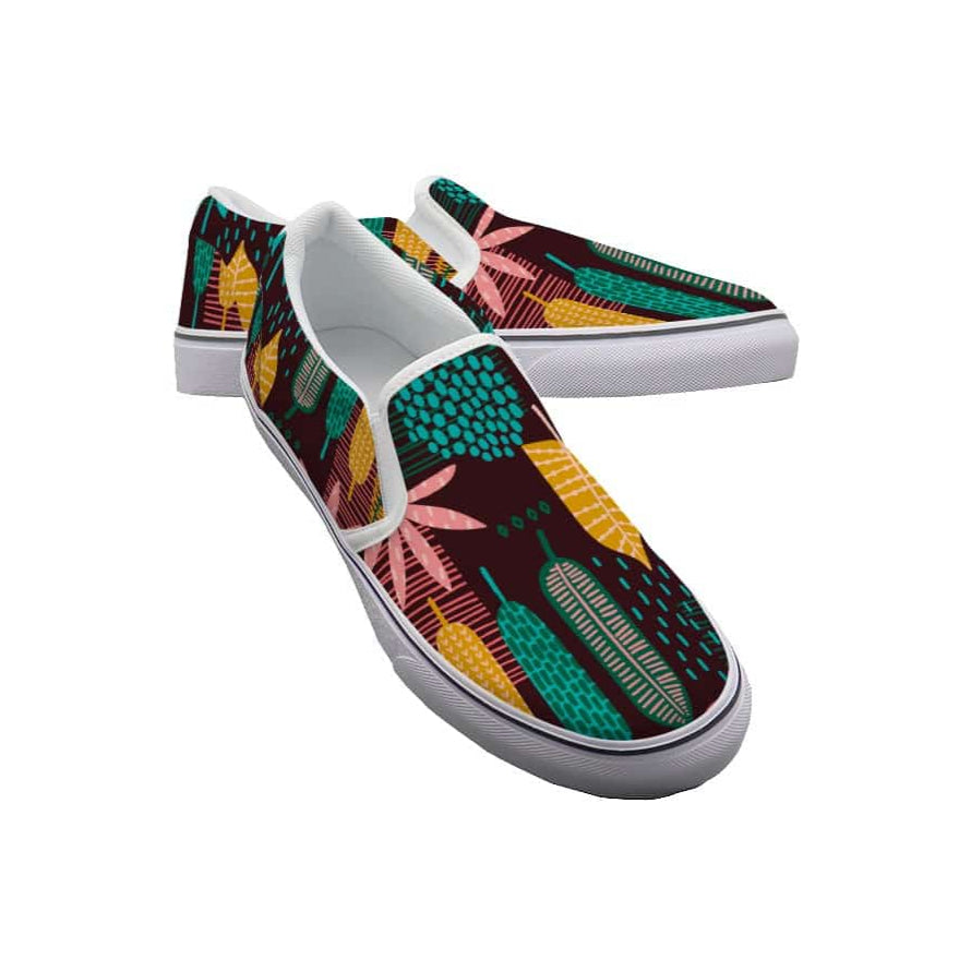 Yoycol White / US6(EUR36) Paintbox Palms - Women's Slip On Sneakers