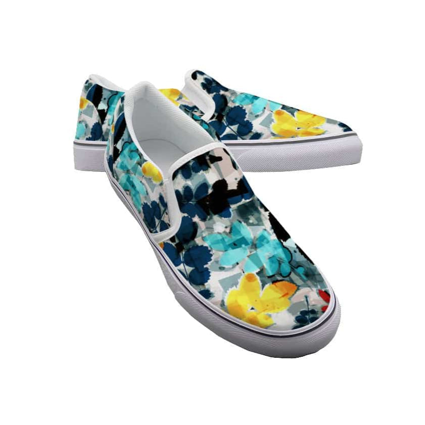 Yoycol White / US6(EUR36) Painted Flora - Women's Slip On Sneakers
