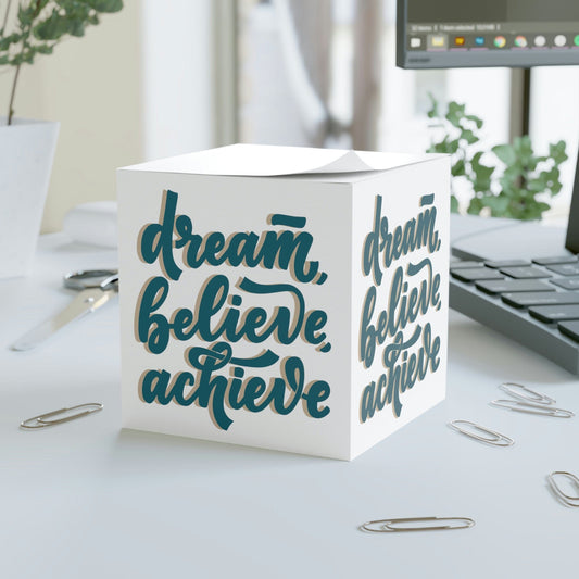 Printify Paper products White / One size Dream, Believe, Achieve - Note Cube