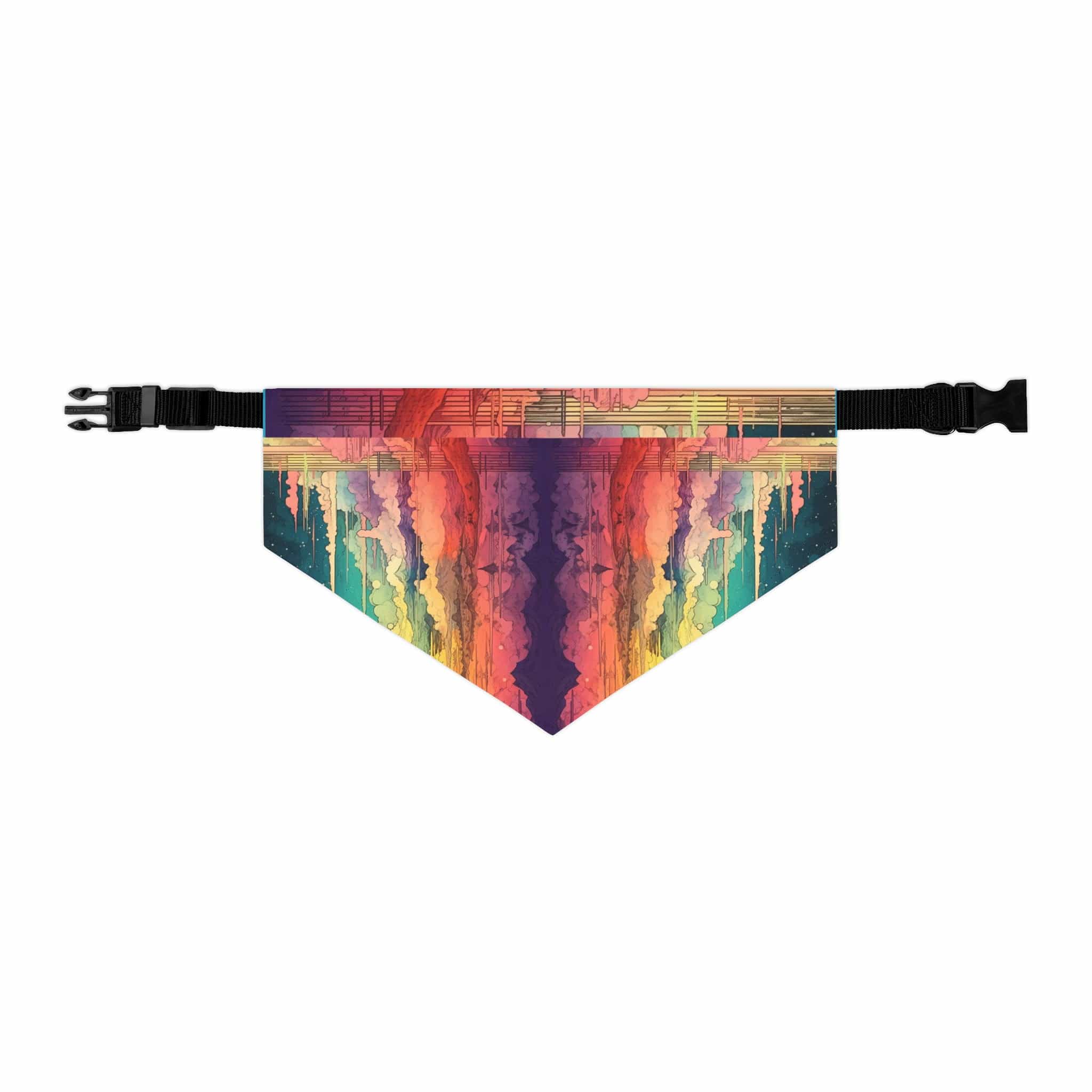 Printify Pets L Ombre Rainbow Stripes - Pet Bandana Collar