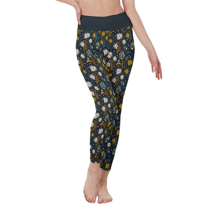 Yoycol 2XL / White Retro Print - Women's High Waist Leggings | Side Stitch Closure