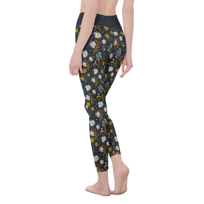 Yoycol Retro Print - Women's High Waist Leggings | Side Stitch Closure