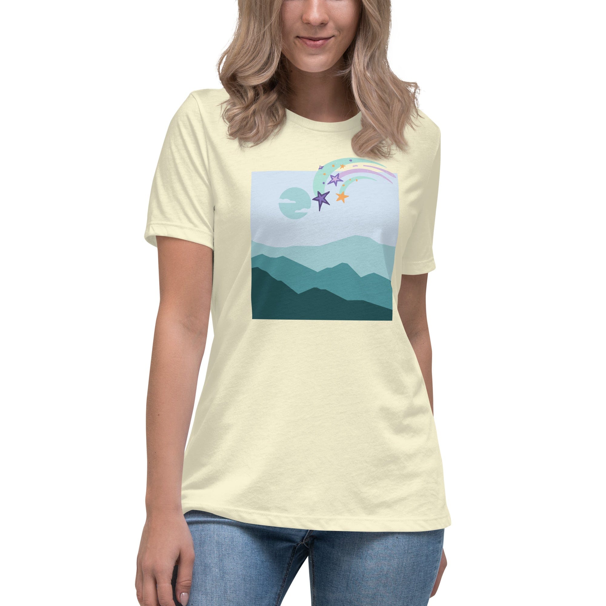 Spruced Roost Citron / S Shooting Stars - Women's Relaxed T-Shirt - S-3XL