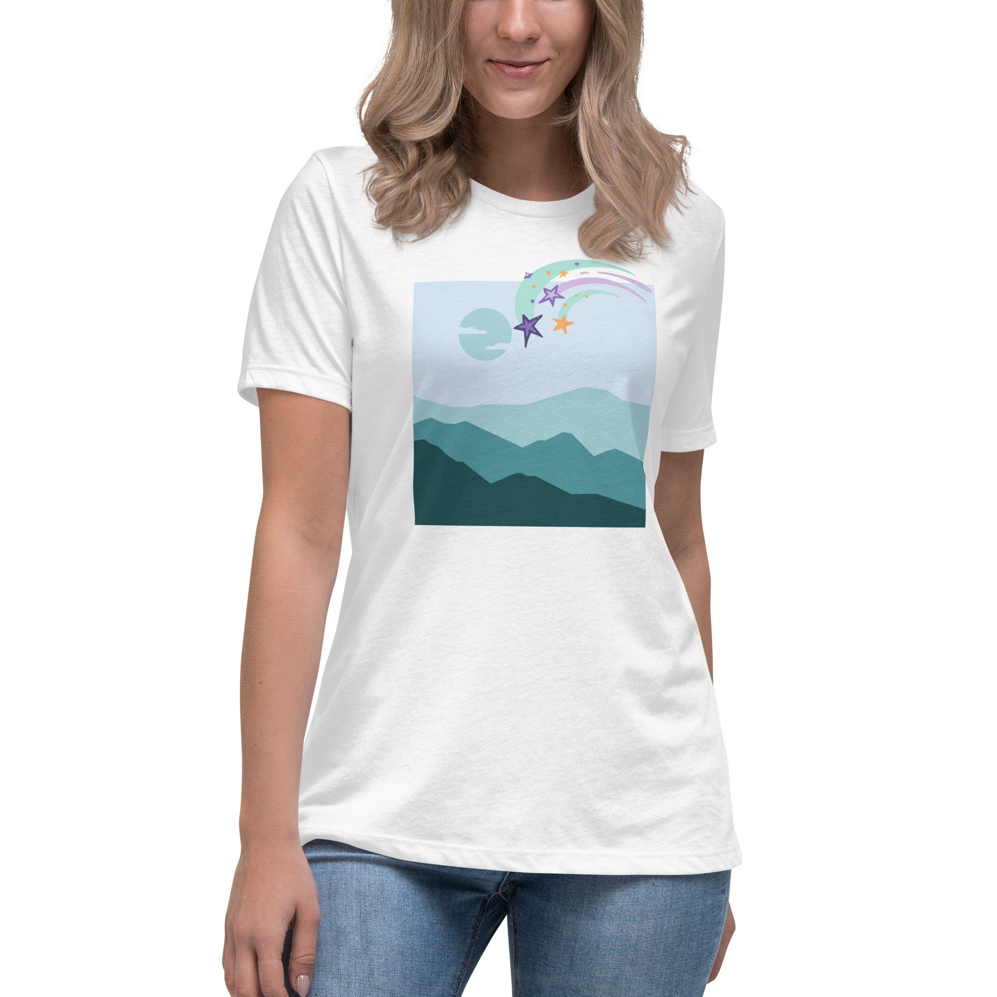 Spruced Roost White / S Shooting Stars - Women's Relaxed T-Shirt - S-3XL