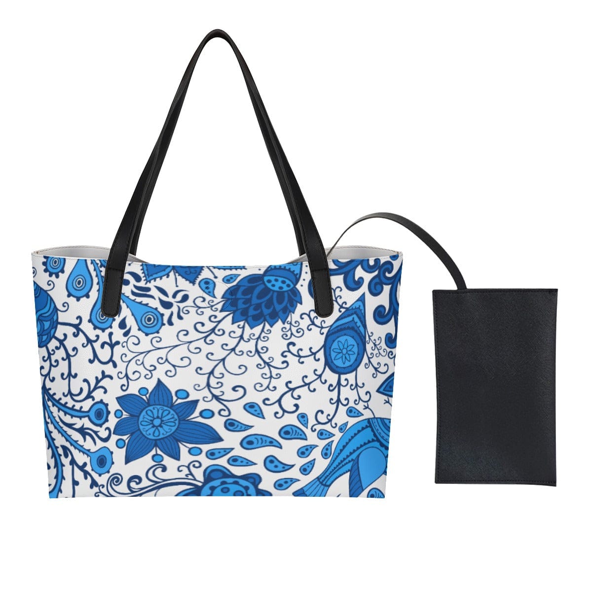 Yoycol U / White Shopping Tote Bag With Black Mini Purse