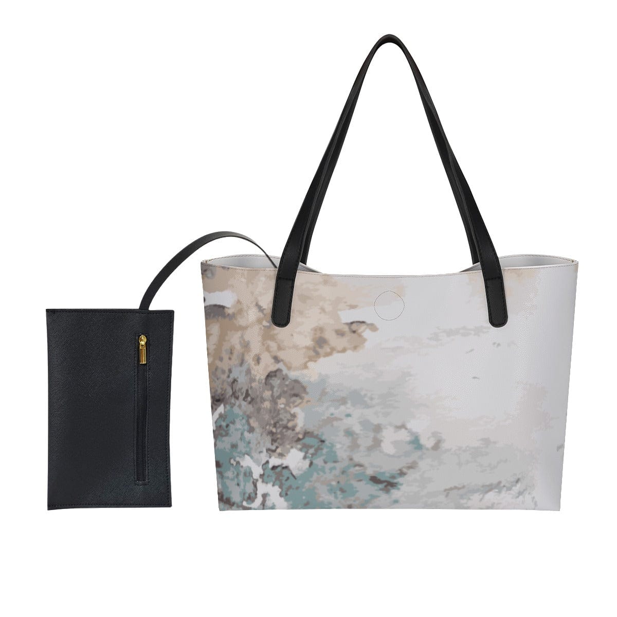 Yoycol U / White Shopping Tote Bag With Black Mini Purse