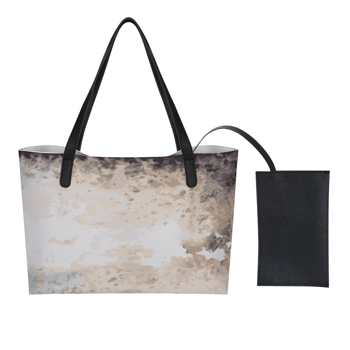 Yoycol U / White Shopping Tote Bag With Black Mini Purse